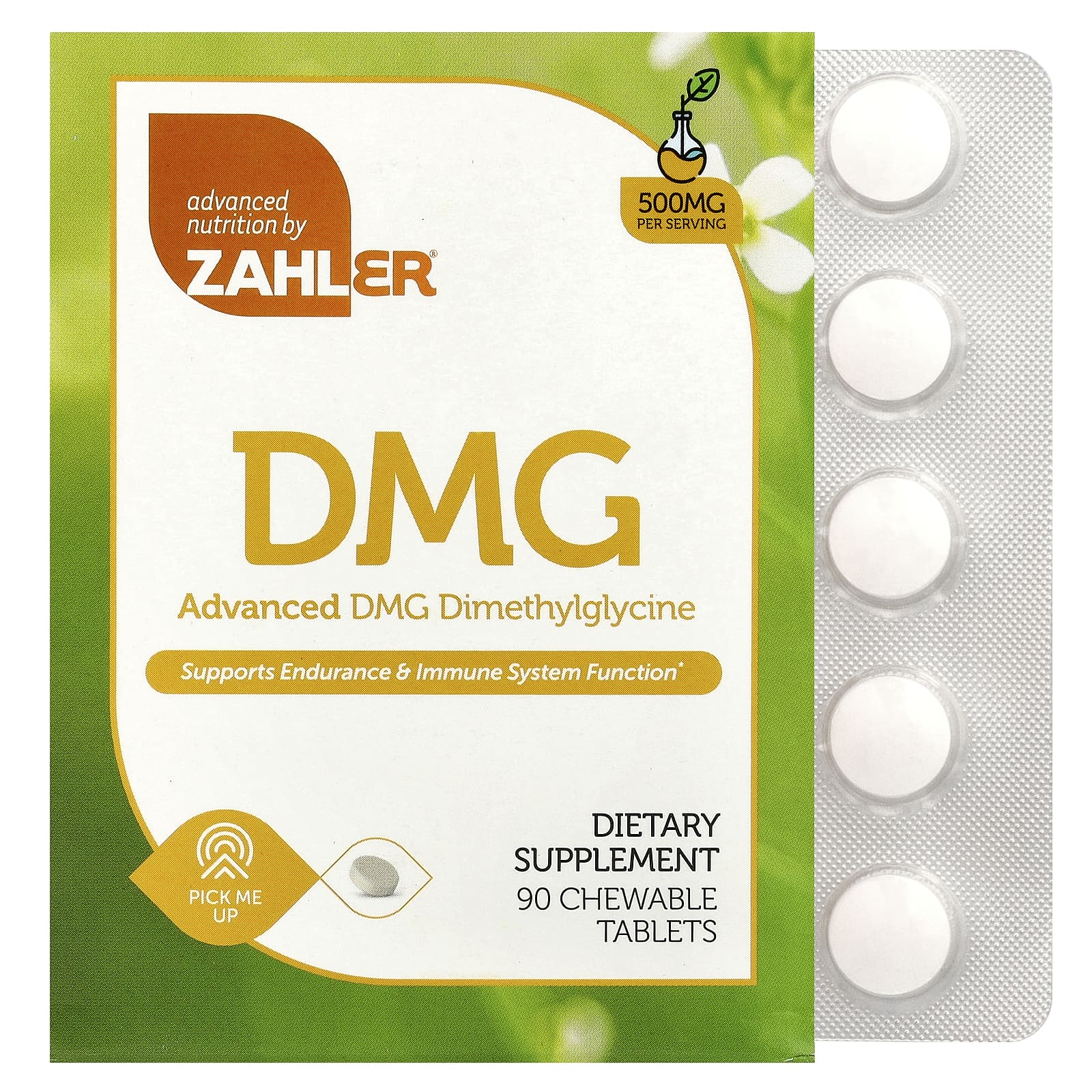 Zahler, Advanced DMG, Dimethylglycine, 500 mg, 90 Chewable Tablets - Image 1