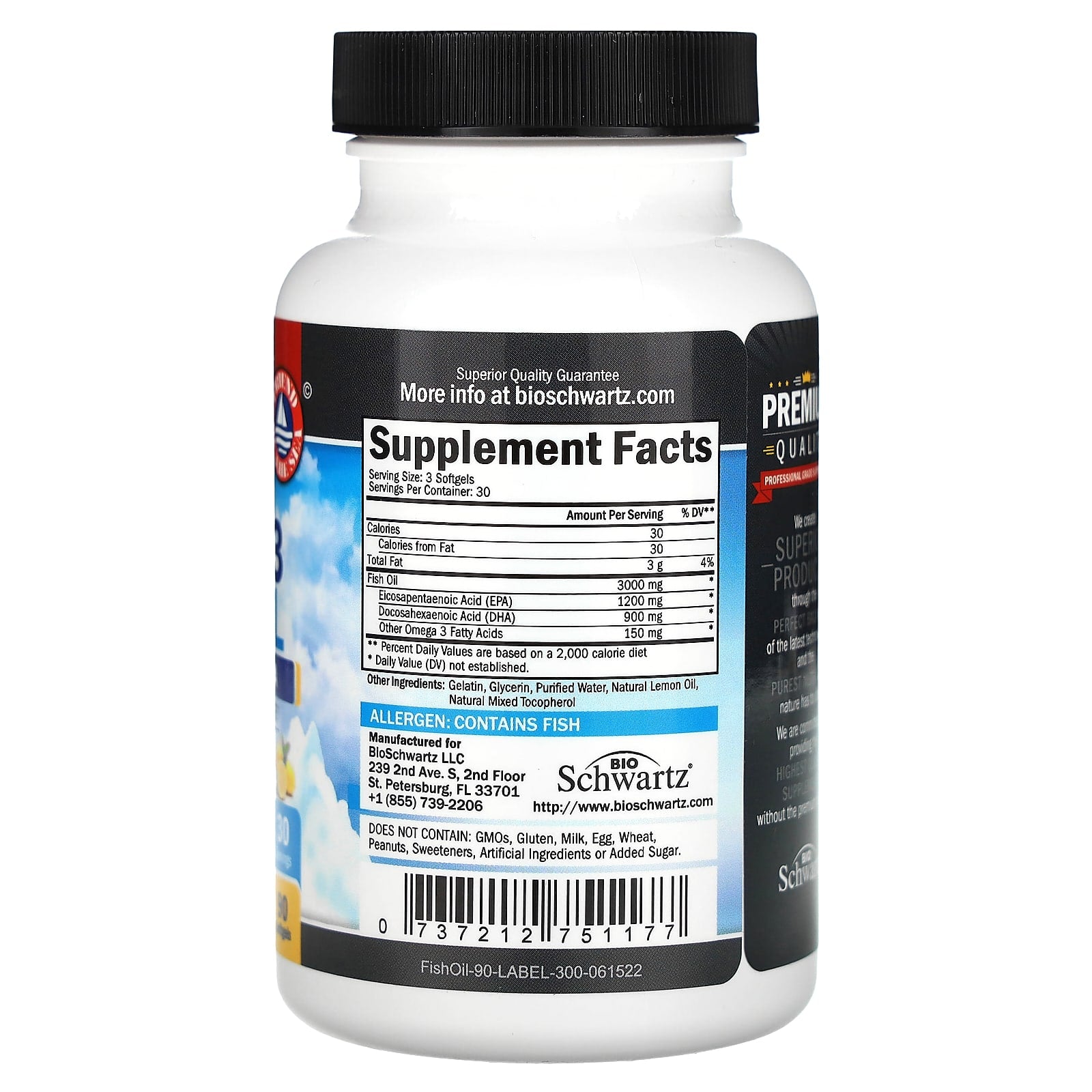 BioSchwartz Omega-3 Fish Oil, 90 Softgels, Lemon Flavor - Image 2