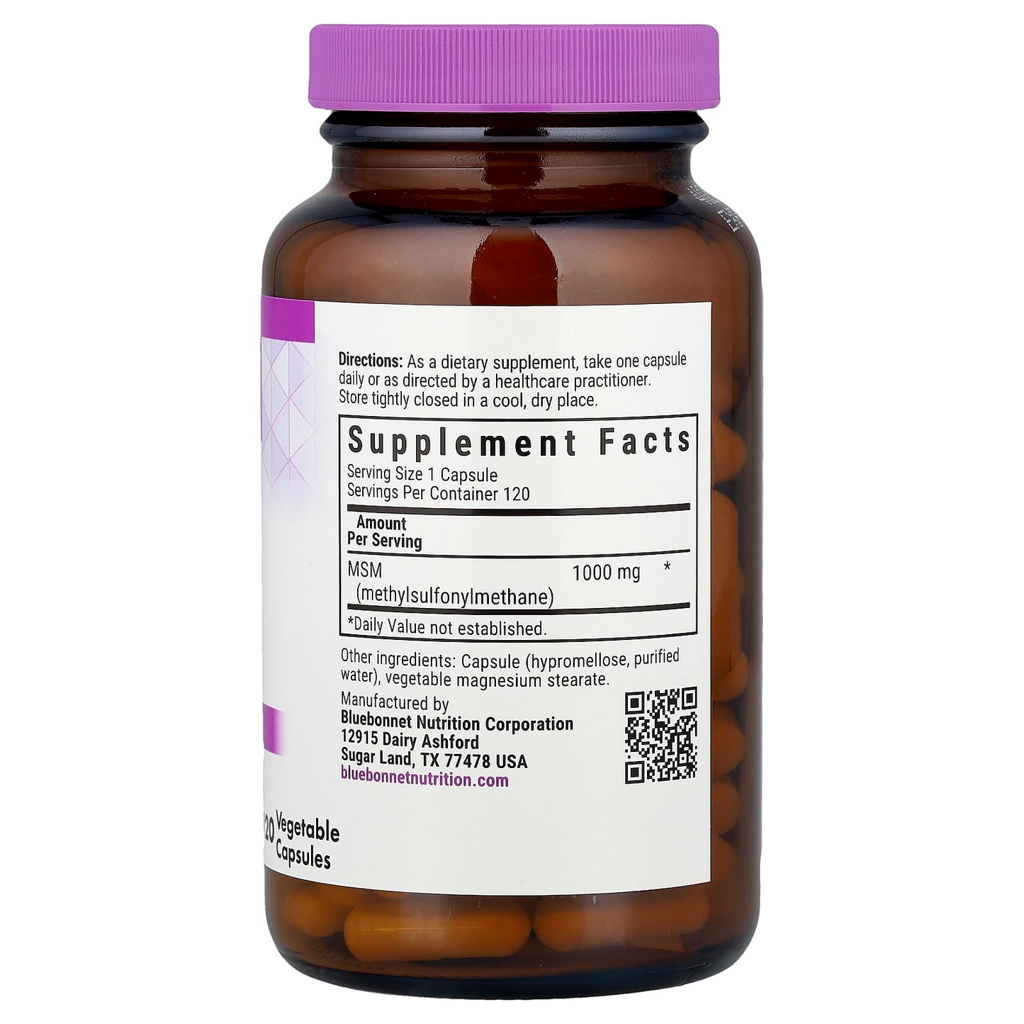 Bluebonnet Nutrition MSM 1000mg, 120 Veggie Capsules for Joint Health - Image 2