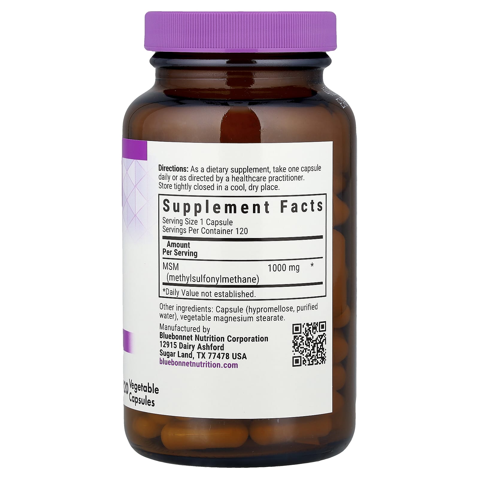 Bluebonnet Nutrition MSM 1000mg, 120 Veggie Capsules for Joint Health - Image 2