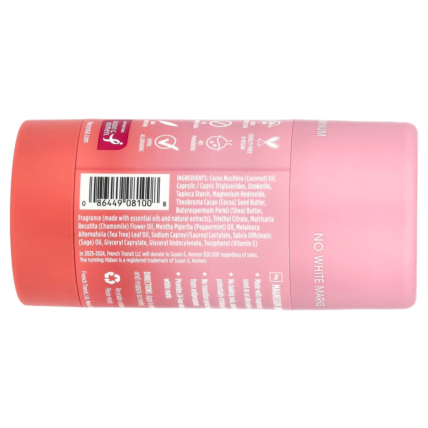 Natural Deodorant - Coconut + Vanilla, Cruelty-Free & Vegan, 2.5 oz (70g) - Image 2