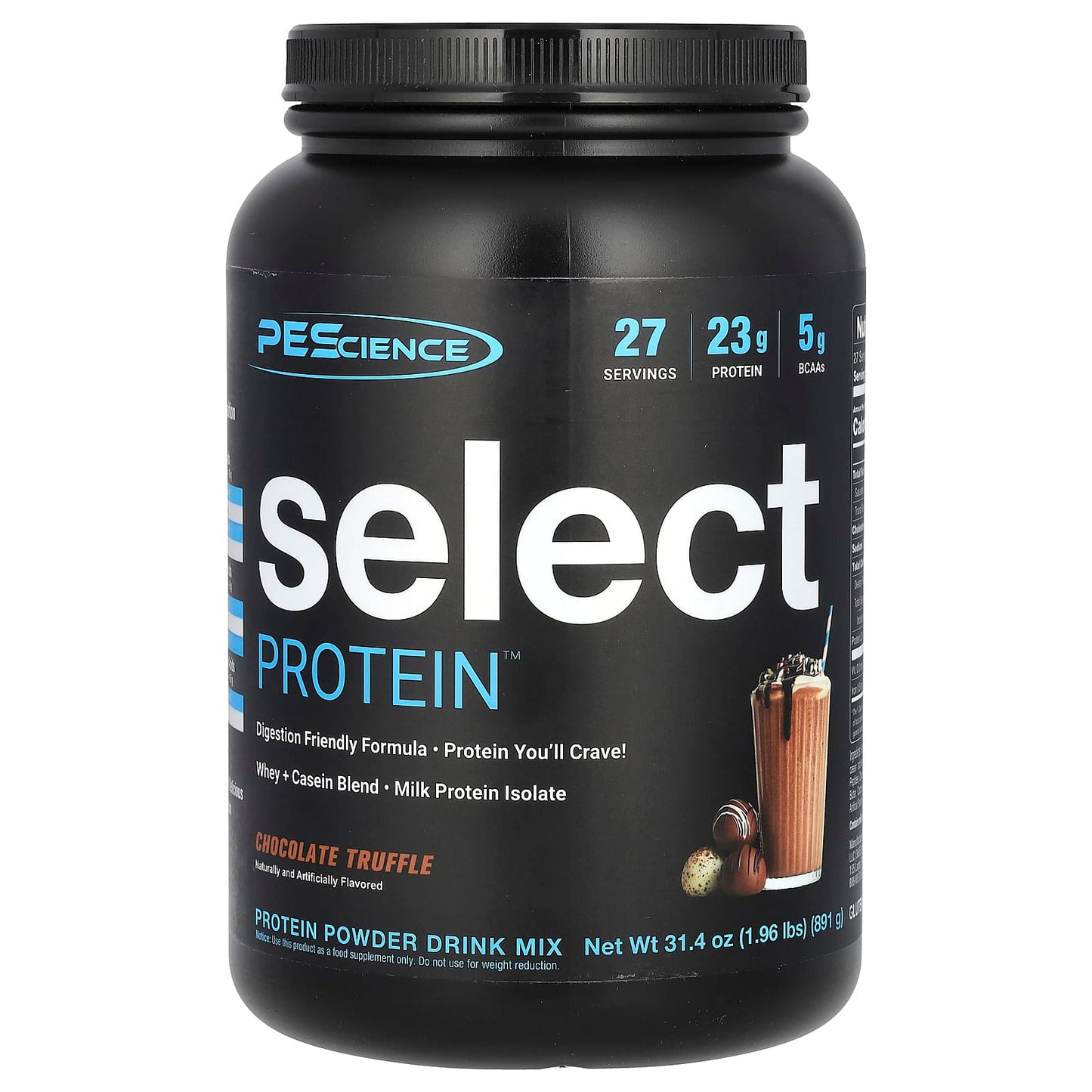 PEScience, Select Protein™ Powder Drink Mix, Chocolate Truffle, 1.96 lbs (891 g) - Image 1