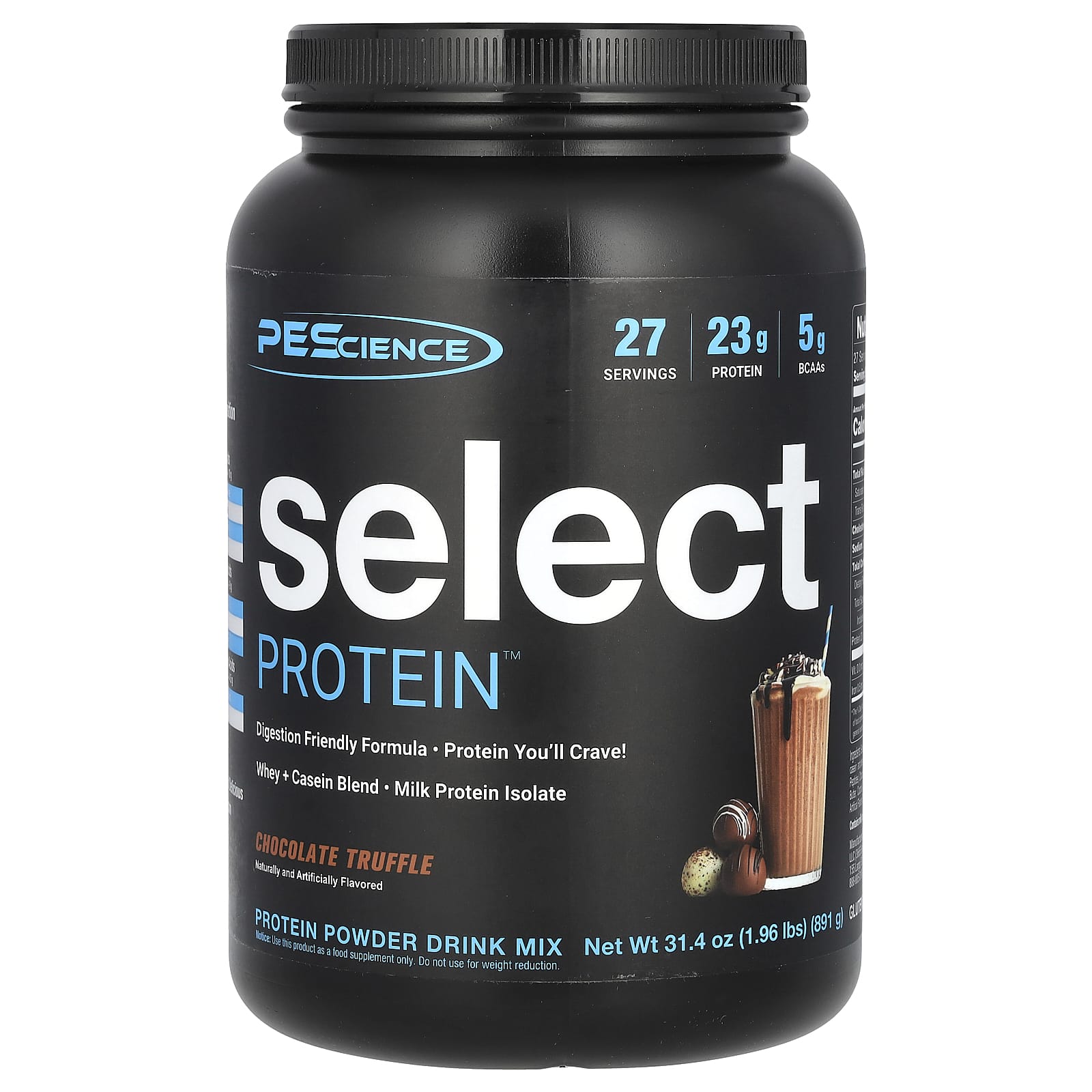 PEScience, Select Protein™ Powder Drink Mix, Chocolate Truffle, 1.96 lbs (891 g) - Image 1