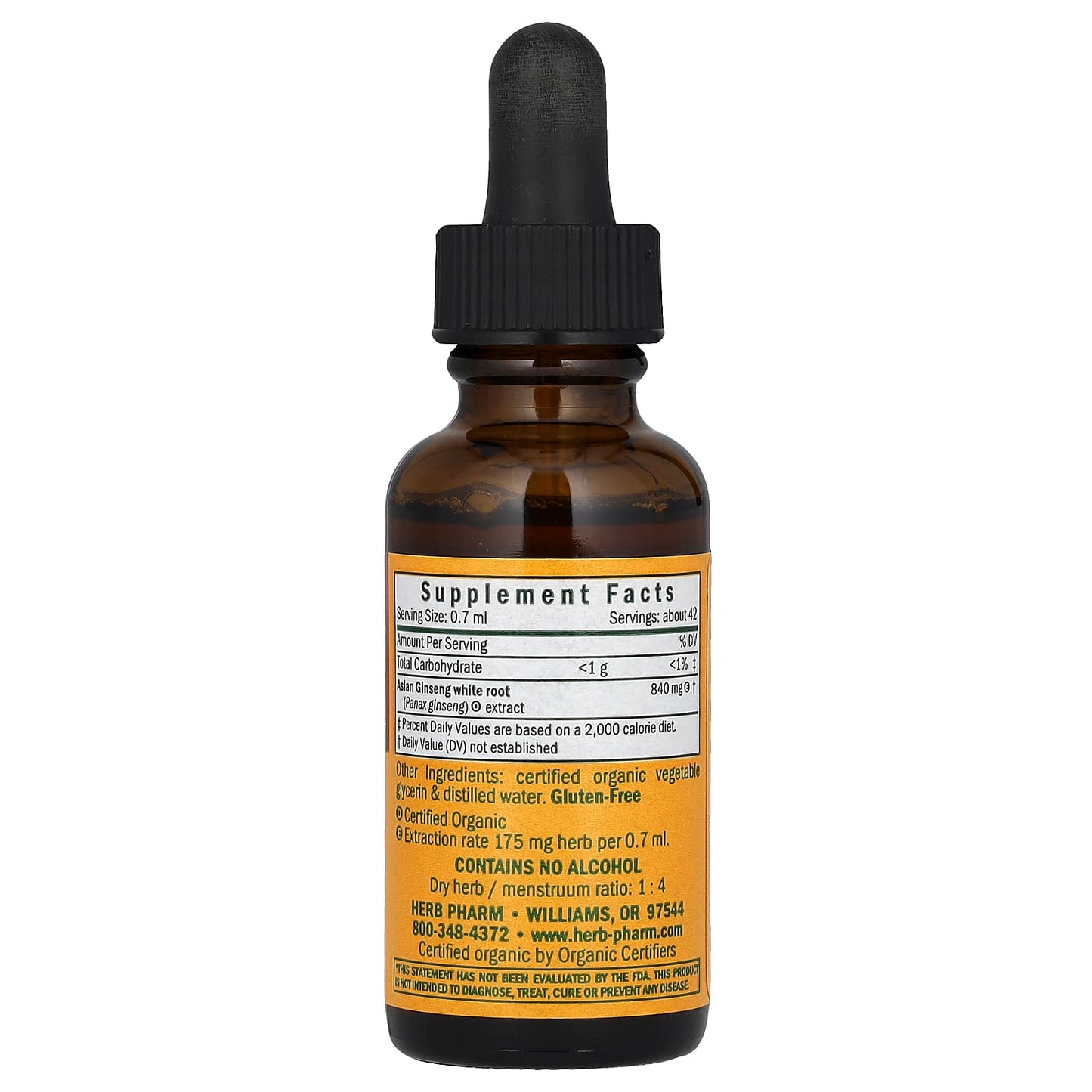 Asian Ginseng Energy & Vitality Supplement, USDA Organic, 1 fl oz - Image 2