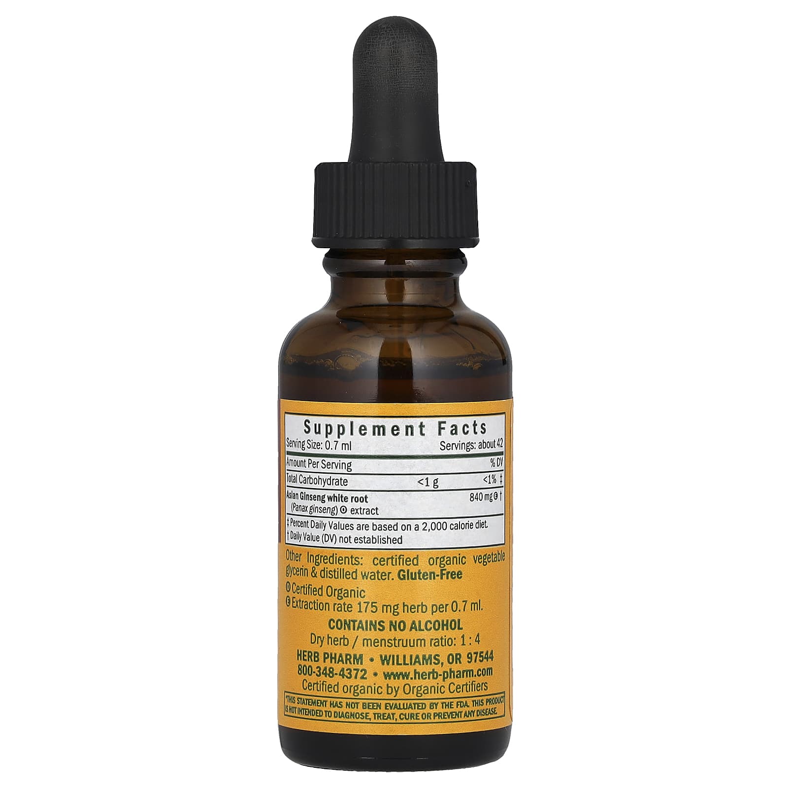 Asian Ginseng Energy & Vitality Supplement, USDA Organic, 1 fl oz - Image 2