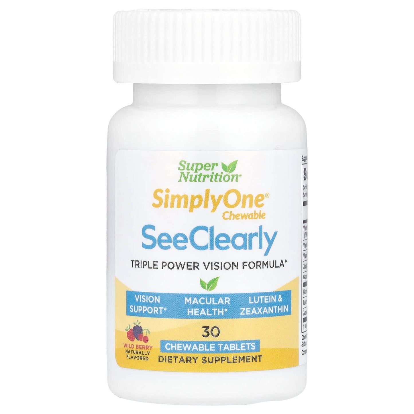Triple Power Vision Formula with Lutein, Zeaxanthin & Vitamins - 30 Chewable Tablets - Image 1