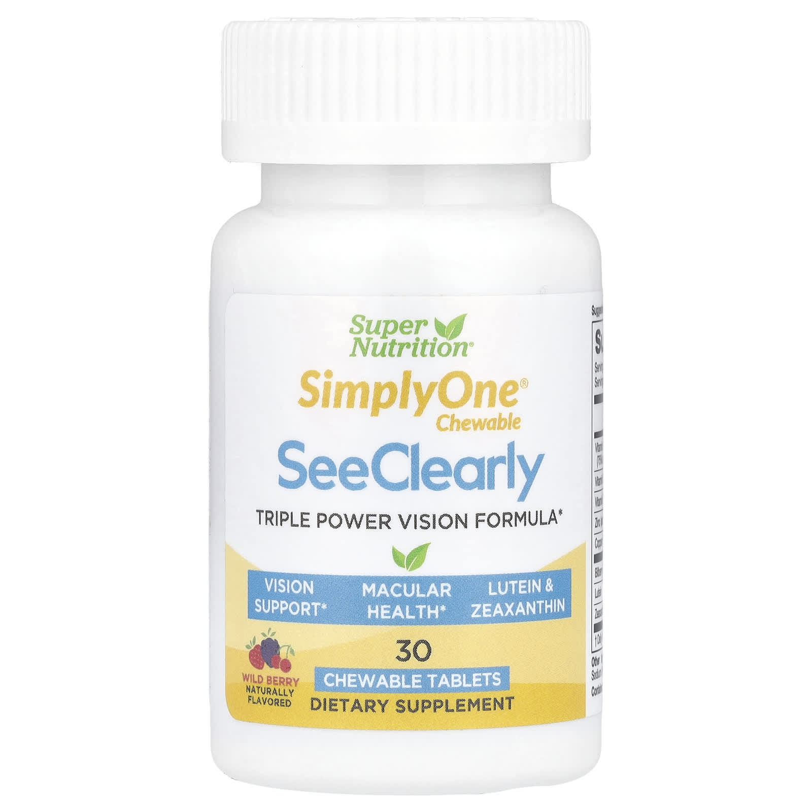 Triple Power Vision Formula with Lutein, Zeaxanthin & Vitamins - 30 Chewable Tablets - Image 1
