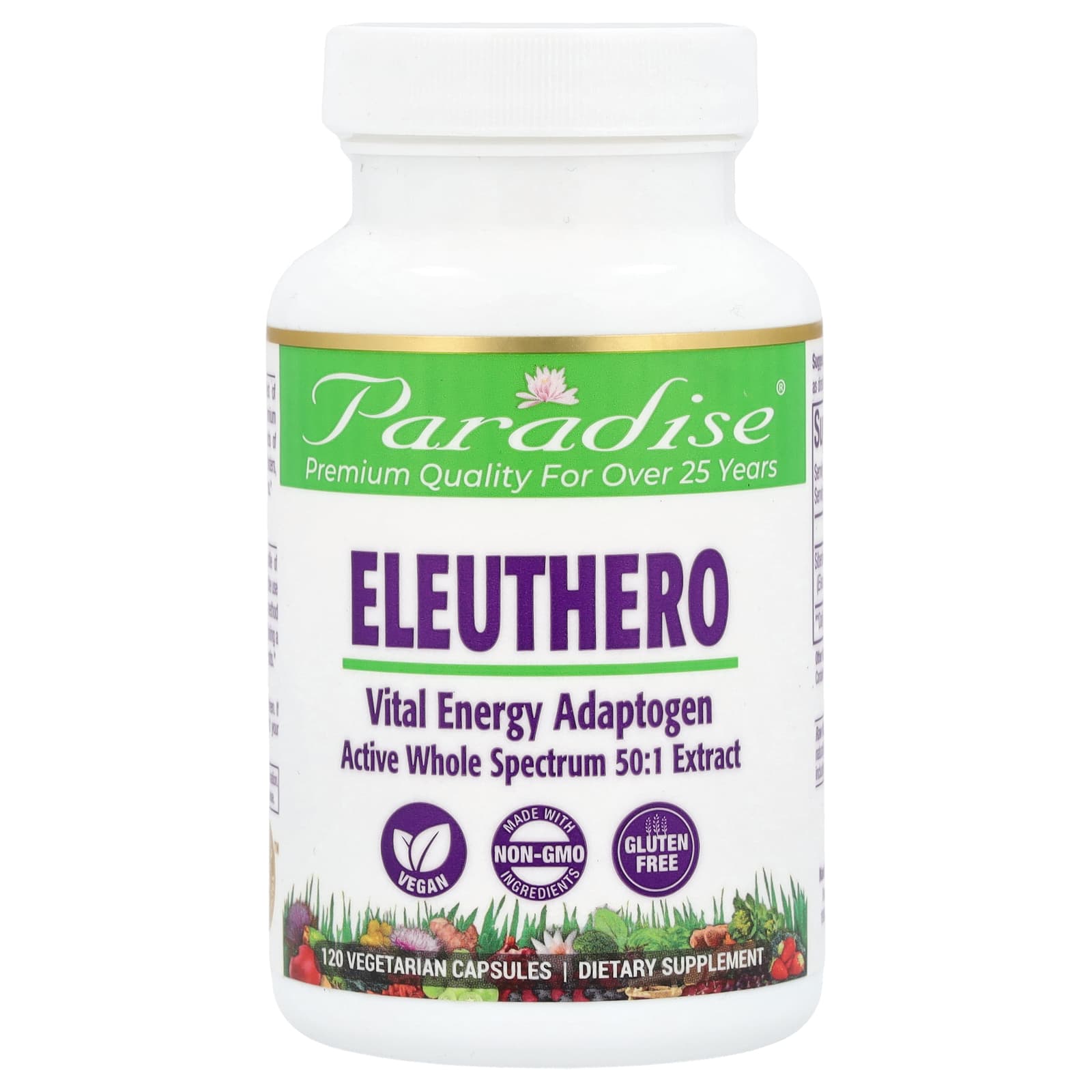 Paradise Herbs, Eleuthero, 120 Vegetarian Capsules (250 mg per Capsule) - Image 1