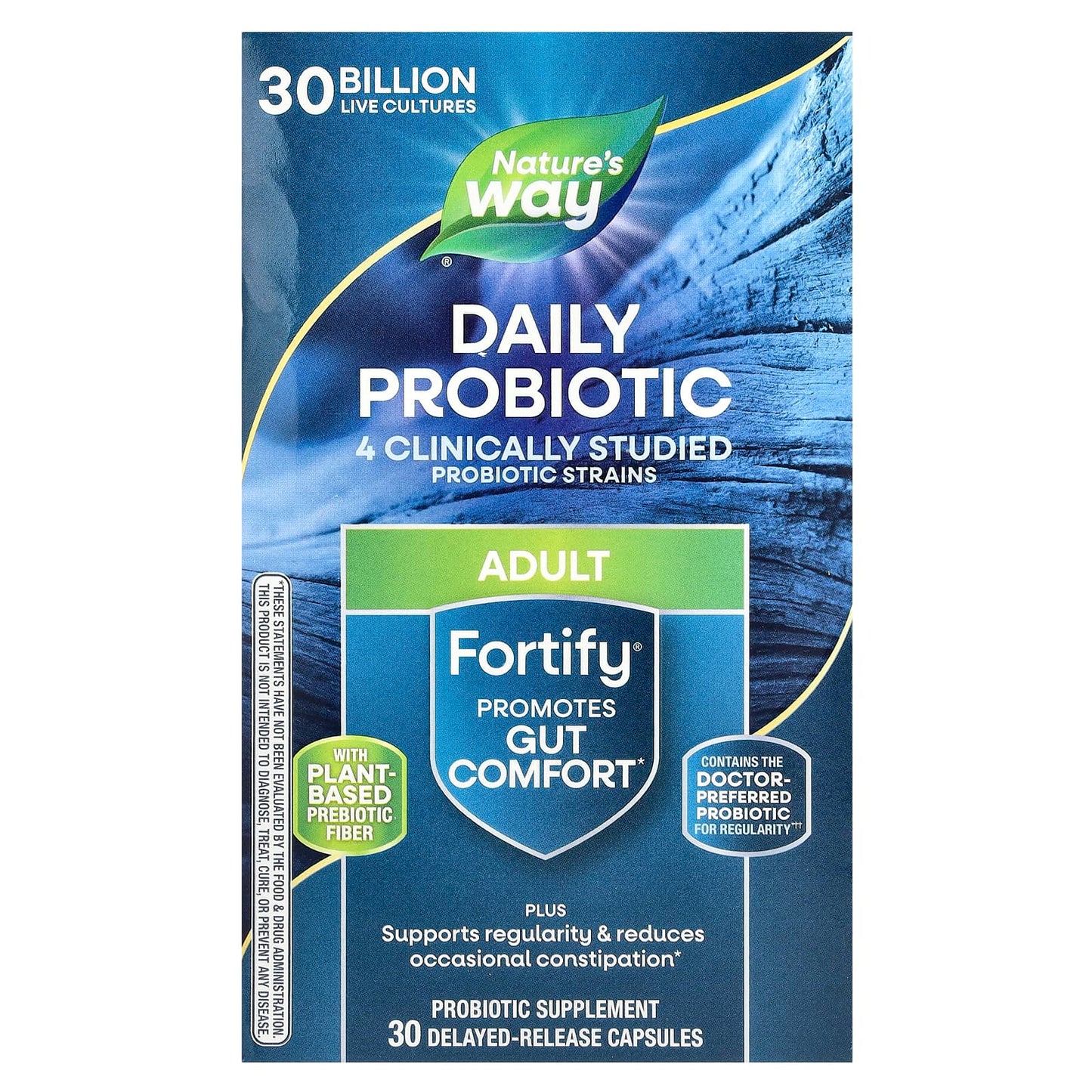 Nature's Way, Fortify, Daily Probiotic, Adult, 30 Billion CFU, 30 Delayed-Release Capsules - Image 1