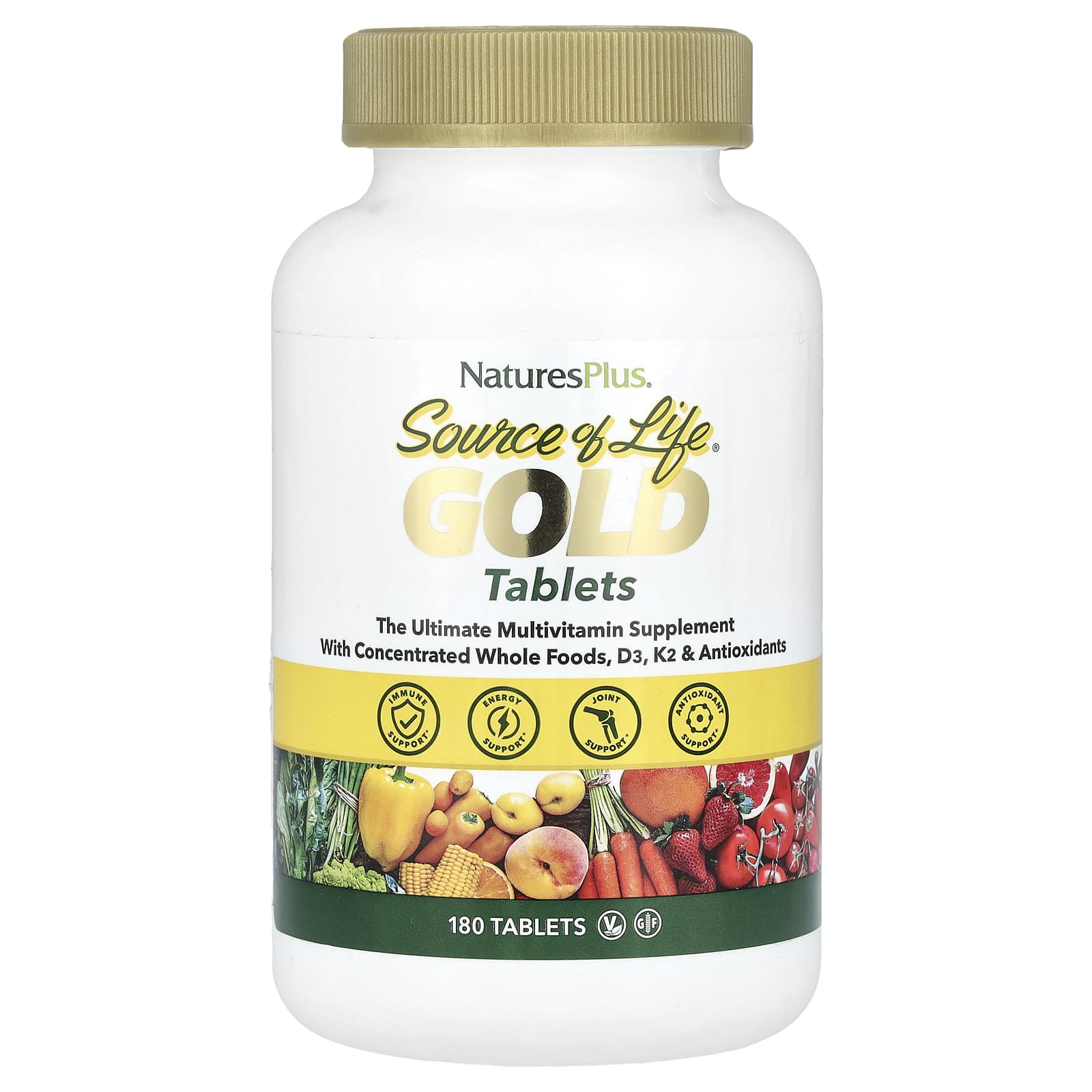 NaturesPlus, Source of Life®, Gold, The Ultimate Multivitamin Supplement, 180 Tablets - Image 1