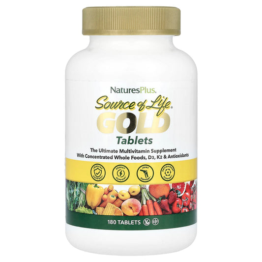 NaturesPlus, Source of Life®, Gold, The Ultimate Multivitamin Supplement, 180 Tablets - Image 1