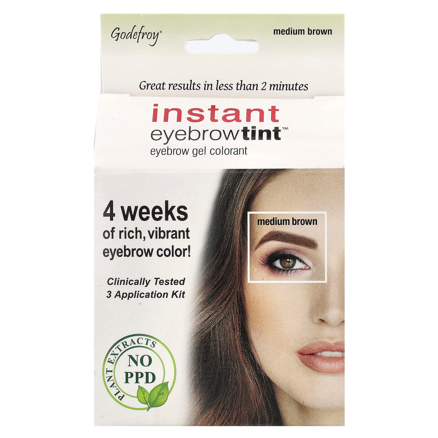 Godefroy Instant Eyebrow Tint, Medium Brown, 3 Kit, Permanent Hair Color - Image 1