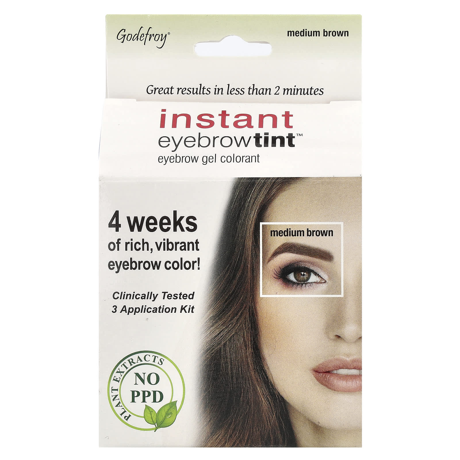 Godefroy Instant Eyebrow Tint, Medium Brown, 3 Kit, Permanent Hair Color - Image 1