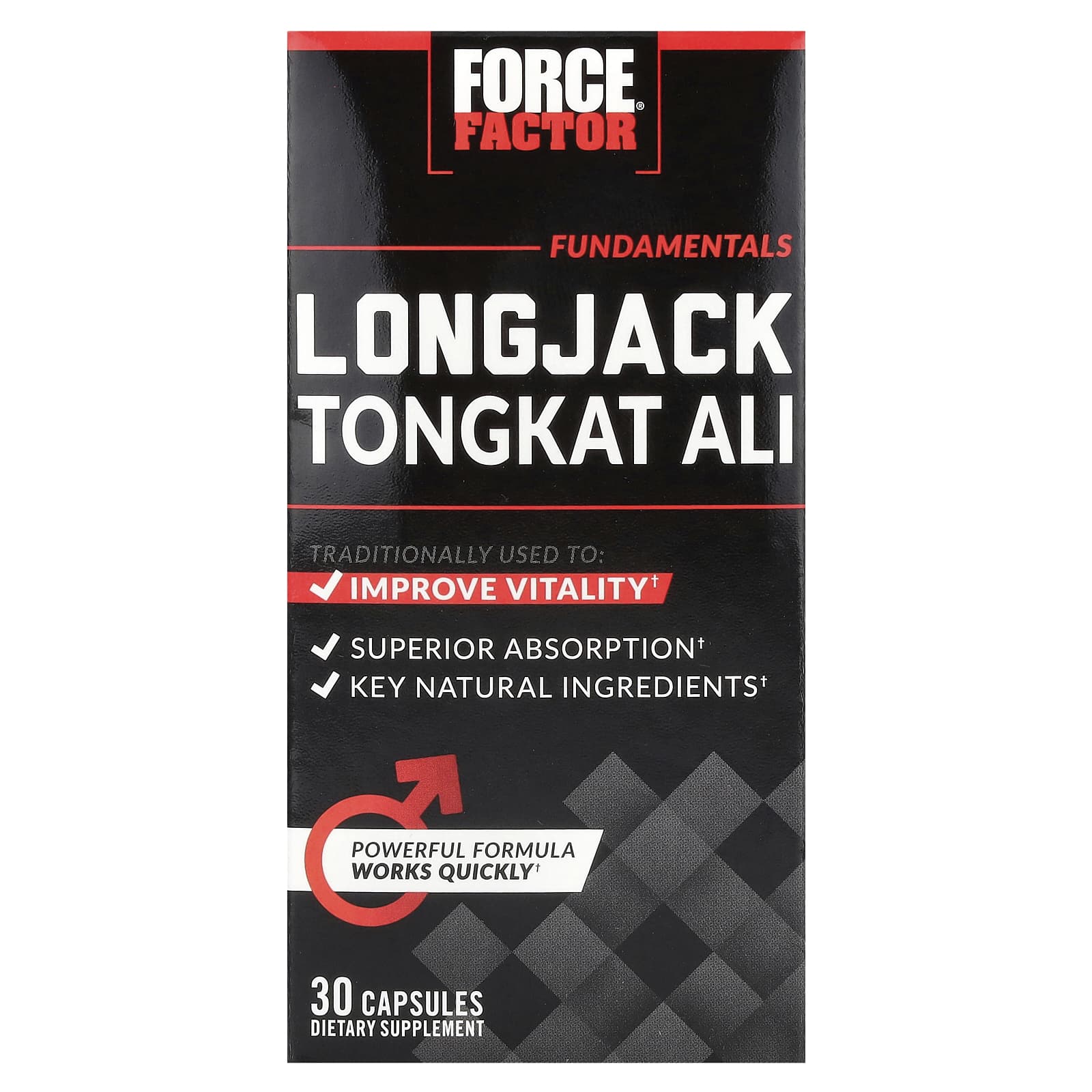 Force Factor Longjack Tongkat Ali 500mg, 30 Capsules - Boost Male Vitality - Image 1