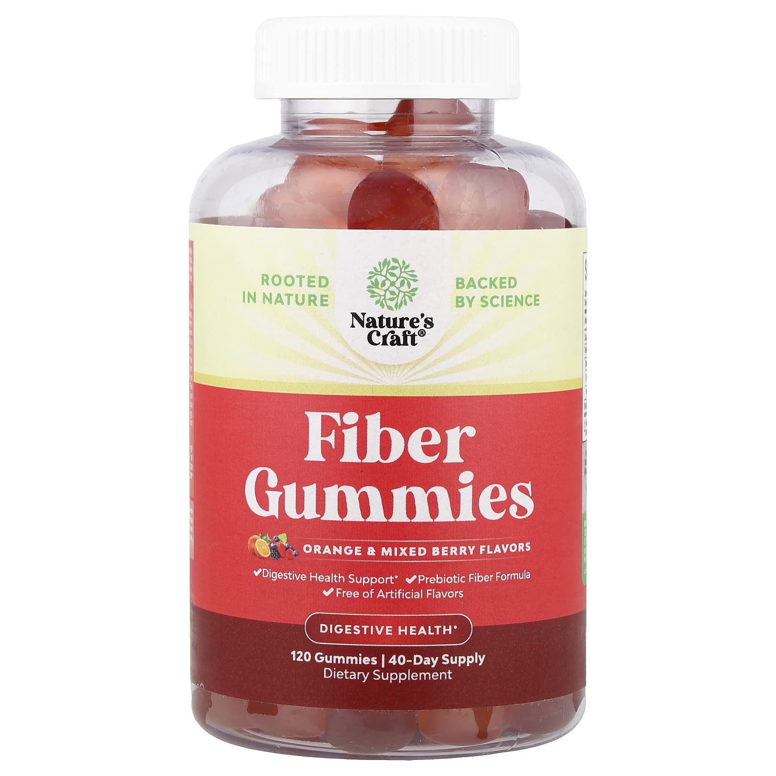 Nature's Craft, Fiber Gummies, Orange & Mixed Berry, 120 Gummies - Image 1