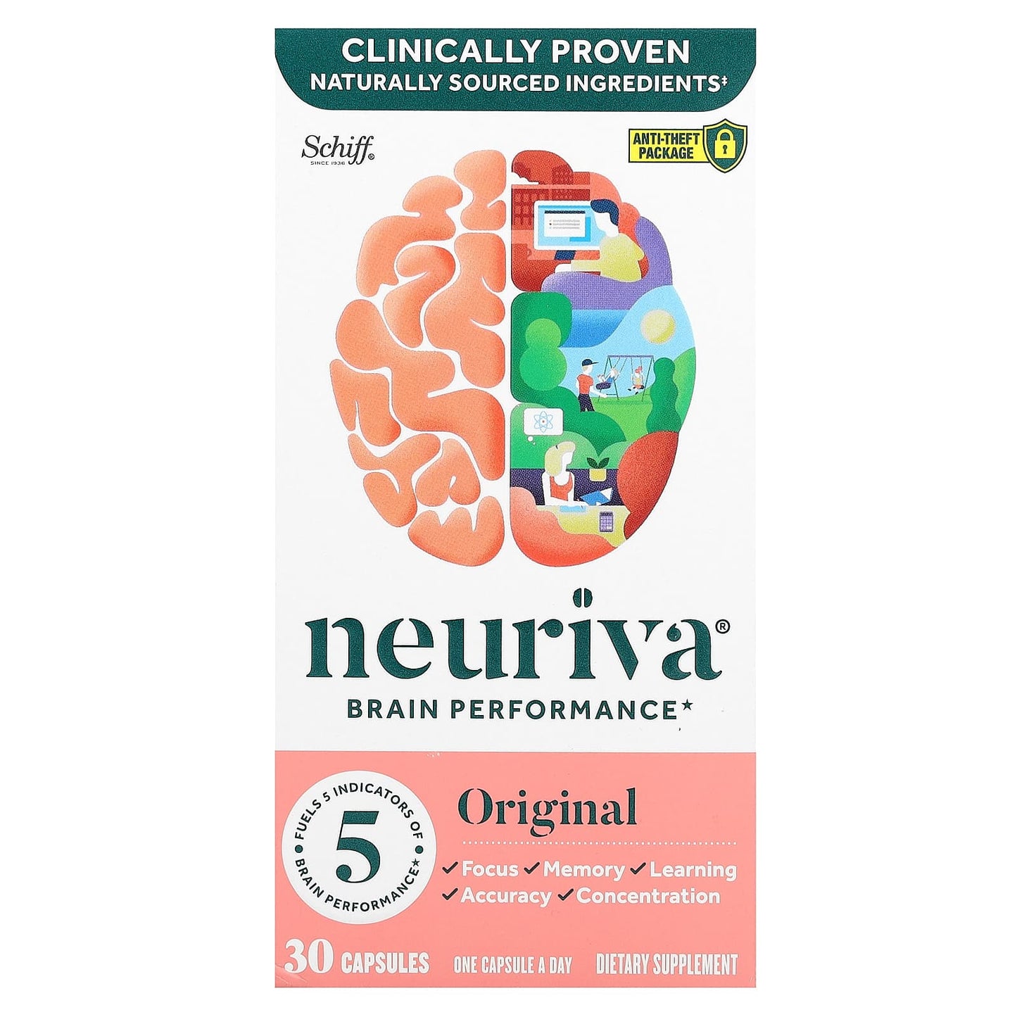 Schiff, Neuriva Brain Performance, Original, 30 Capsules - Image 1