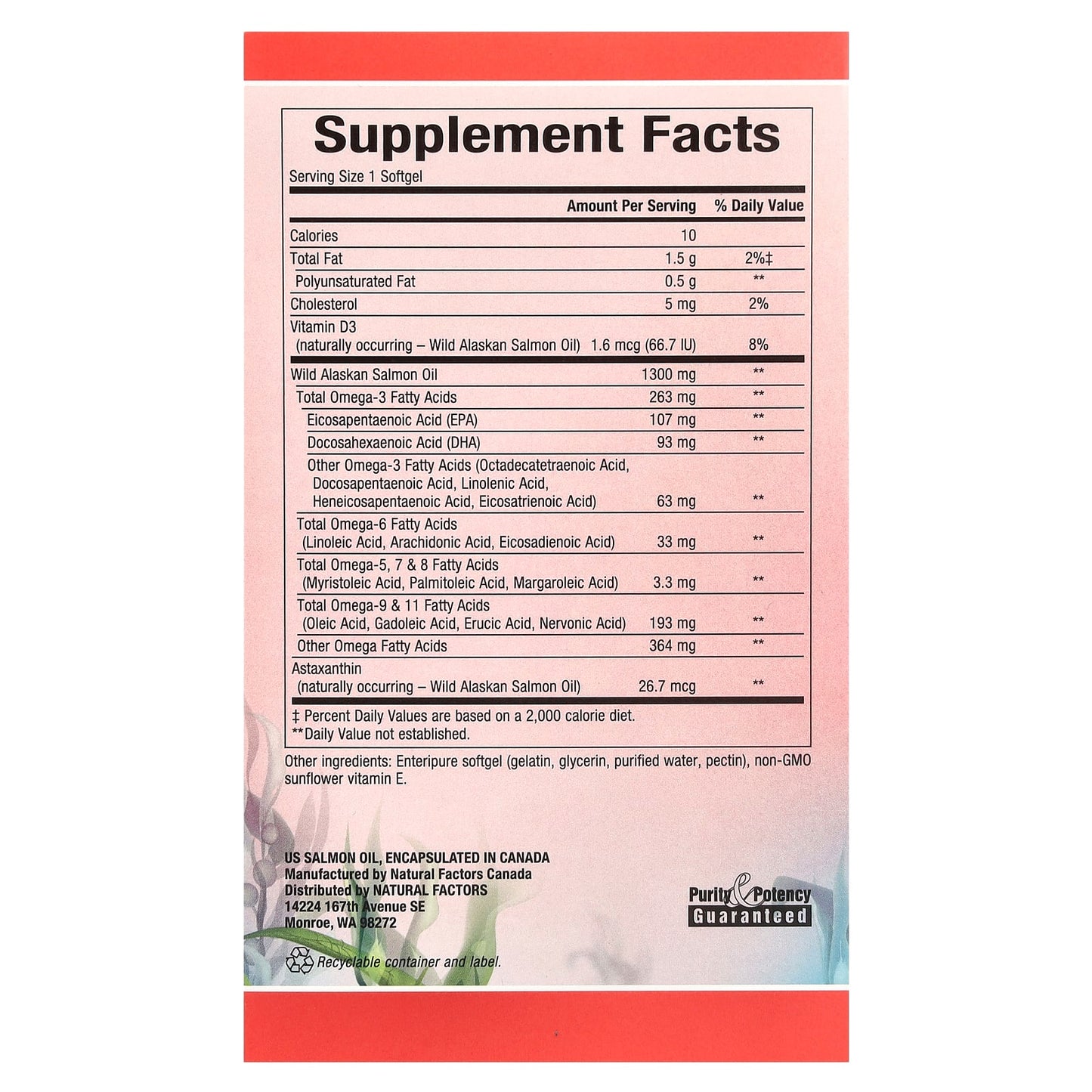 Natural Factors, Complete Omega, 100% Wild Alaskan Salmon Oil, 1,300 mg, 180 Enteripure Softgels - Image 2