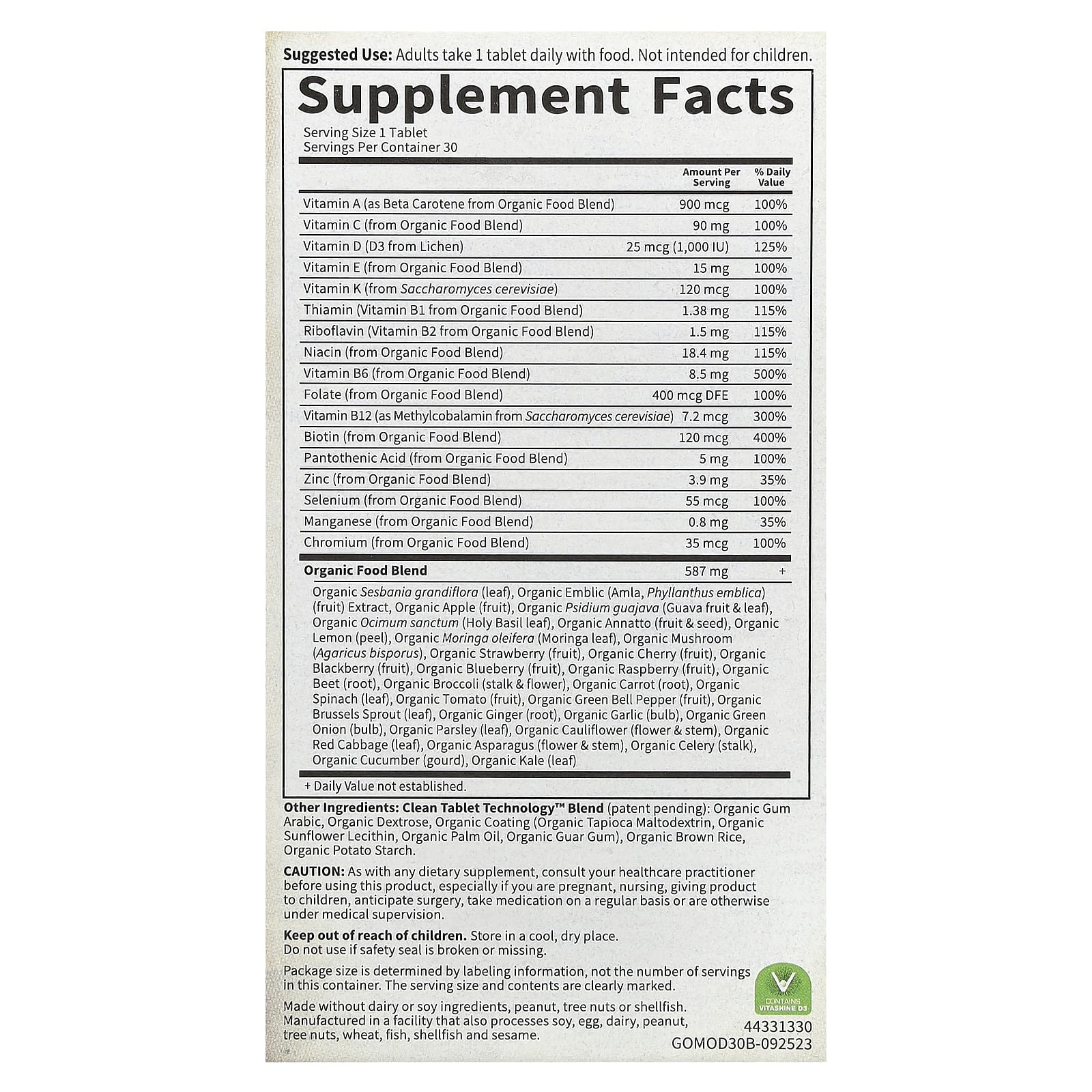 Whole Food Organic Men's Daily Multivitamin by Garden of Life - Image 2