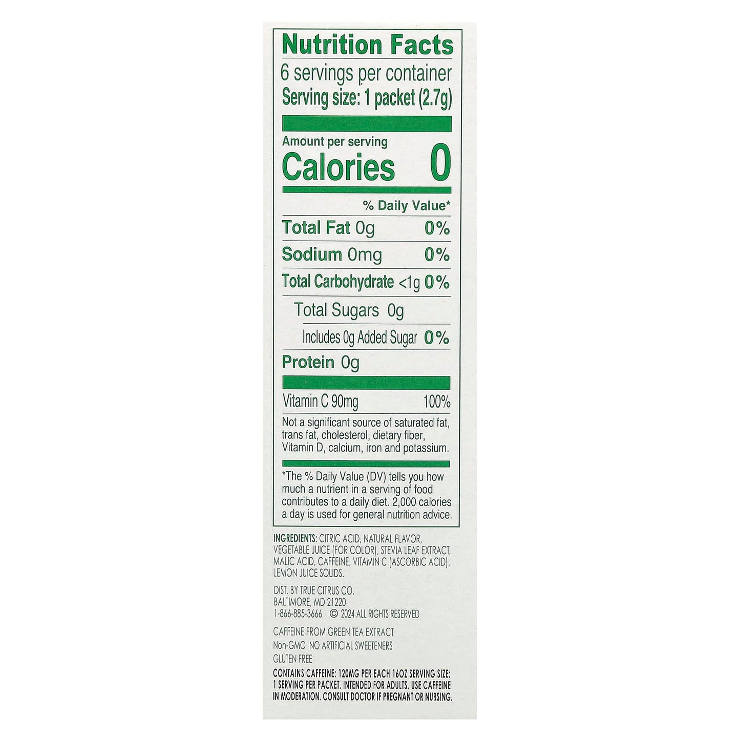 True Citrus, True Lemon®, Energy, Wild Blackberry Pomegranate, 6 Packets, 0.095 oz (2.7 g) Each - Image 2
