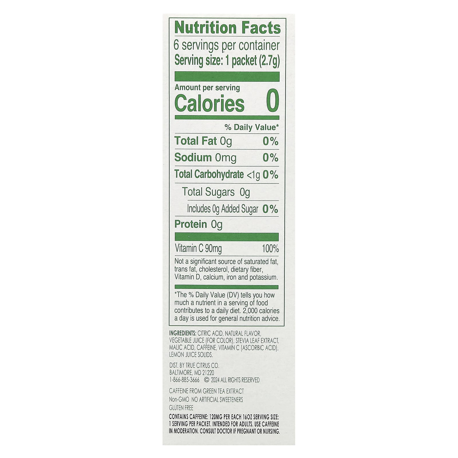 True Citrus, True Lemon®, Energy, Wild Blackberry Pomegranate, 6 Packets, 0.095 oz (2.7 g) Each - Image 2