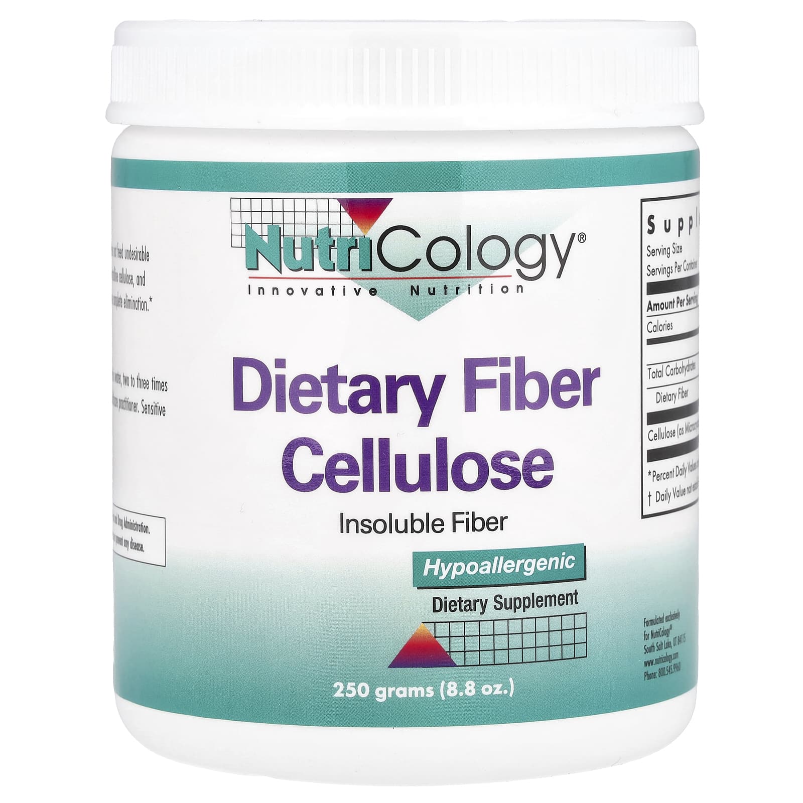 Nutricology, Dietary Fiber Cellulose, 8.8 oz (250 g) - Image 1