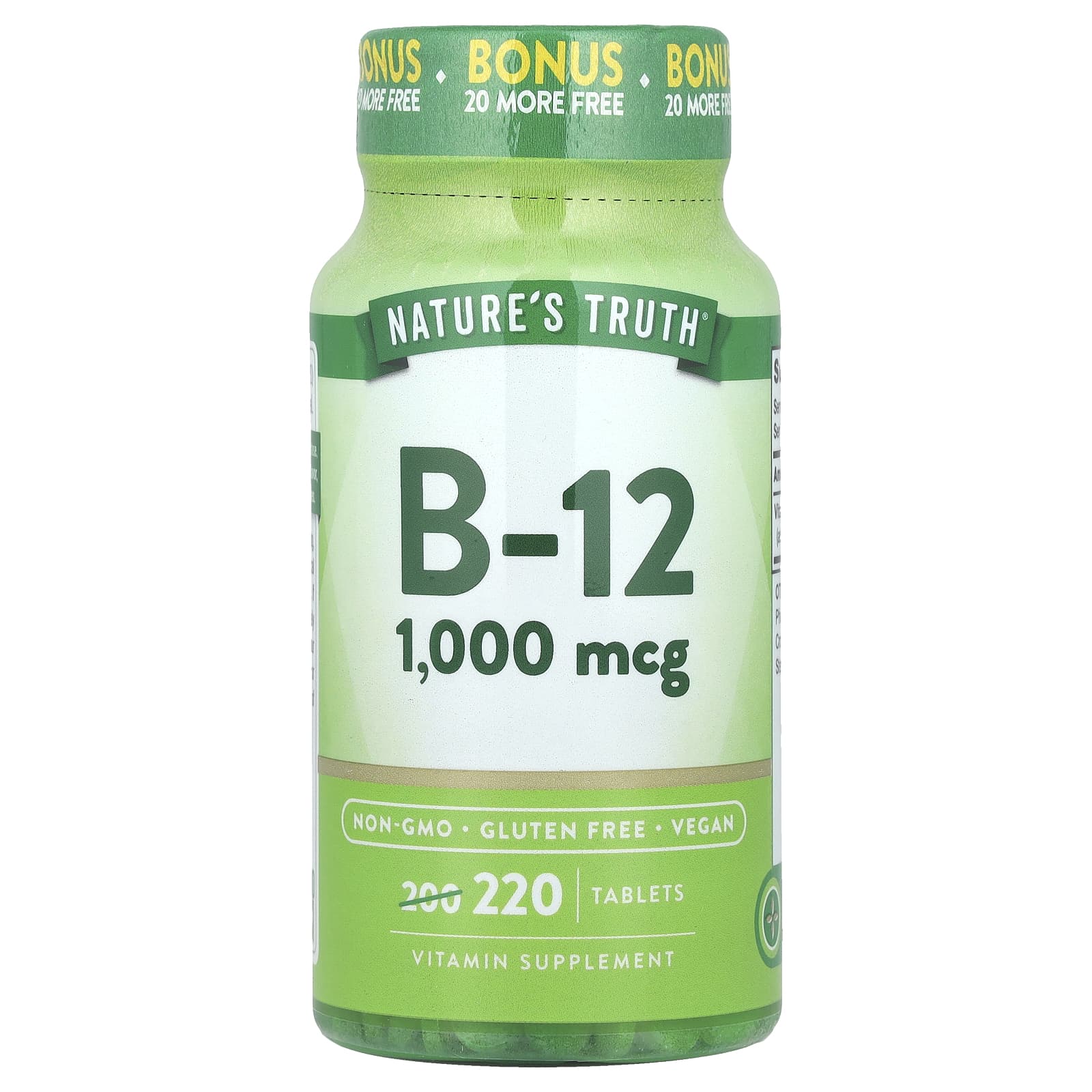 Nature's Truth, Vitamin B-12, 1,000 mcg, 220 Tablets - Image 1