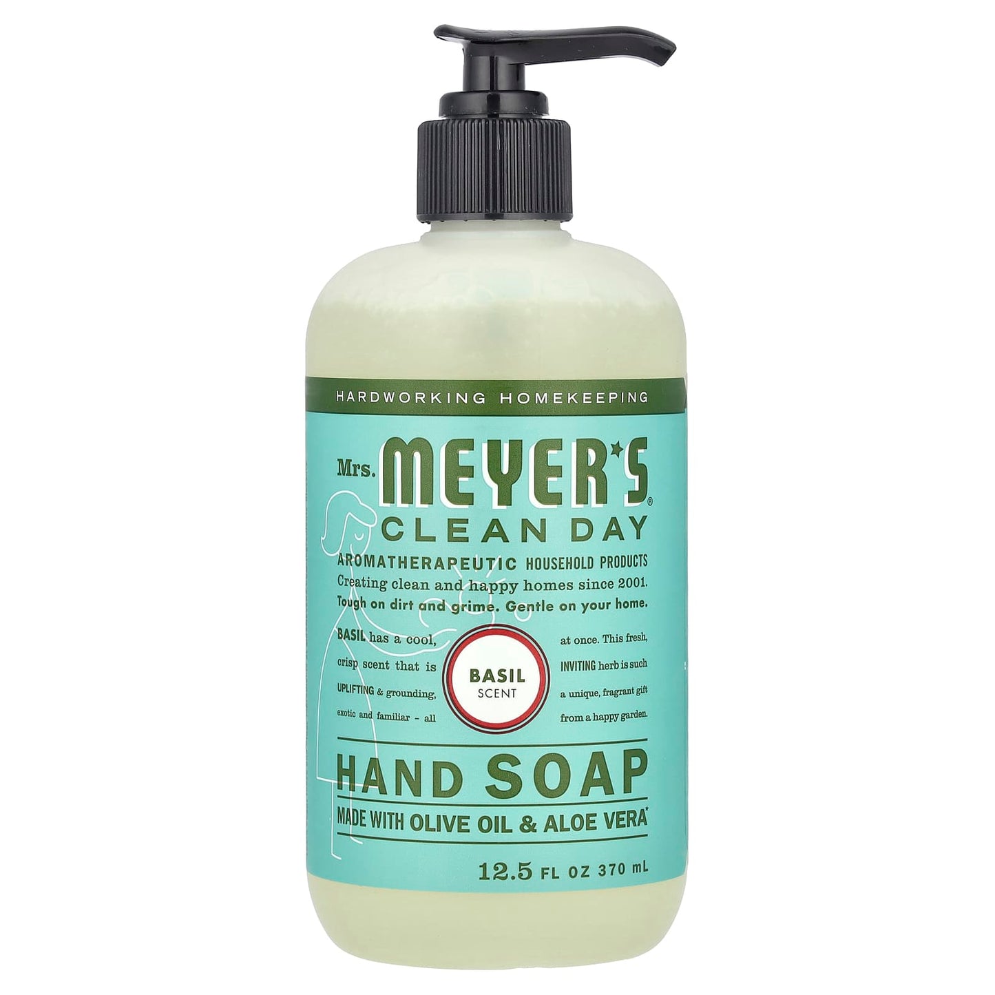 Mrs. Meyers Clean Day, Hand Soap, Basil Scent, 12.5 fl oz (370 ml) - Image 1