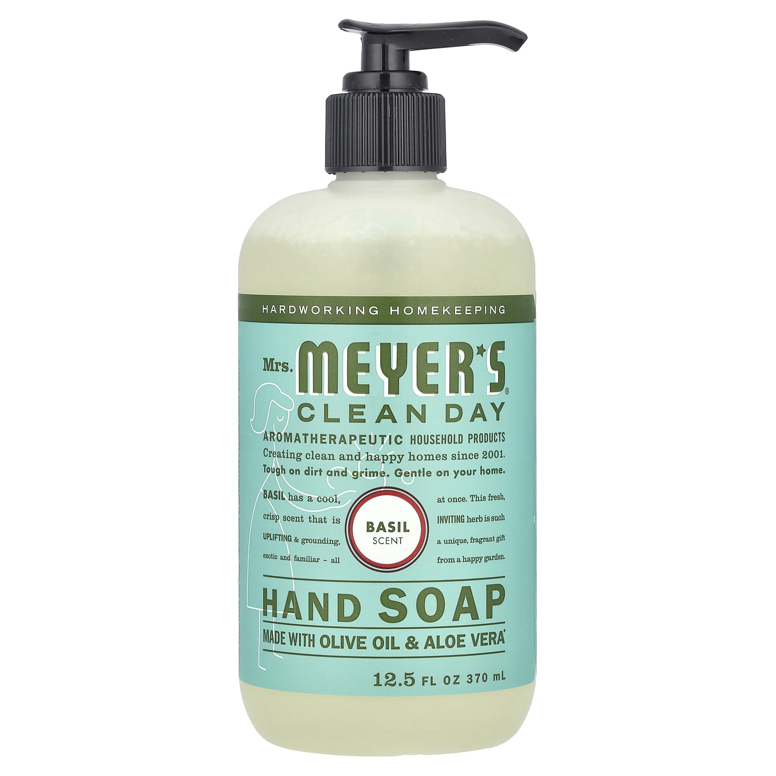 Mrs. Meyers Clean Day, Hand Soap, Basil Scent, 12.5 fl oz (370 ml) - Image 1