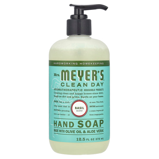 Mrs. Meyers Clean Day, Hand Soap, Basil Scent, 12.5 fl oz (370 ml) - Image 1