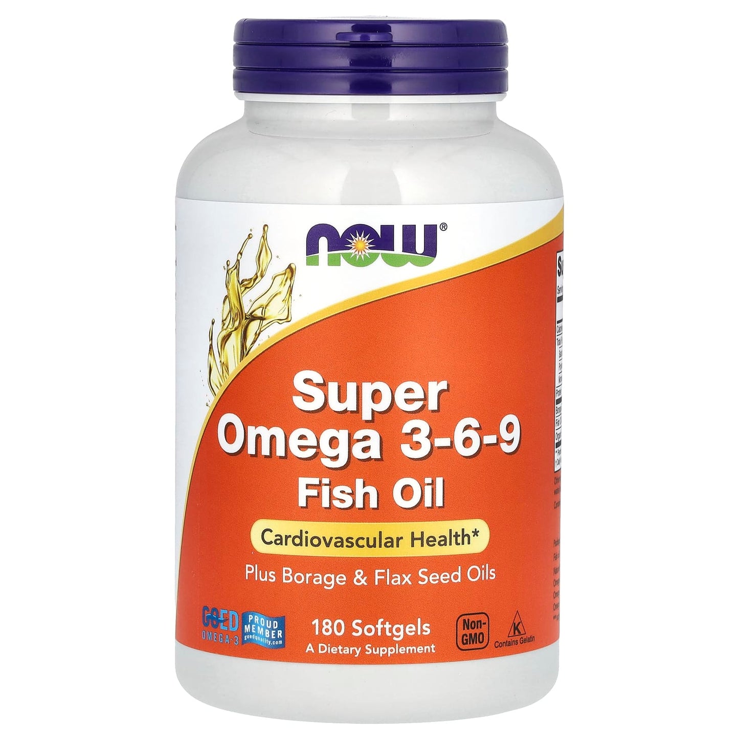 NOW Foods, Super Omega 3-6-9, 180 Softgels - Image 1