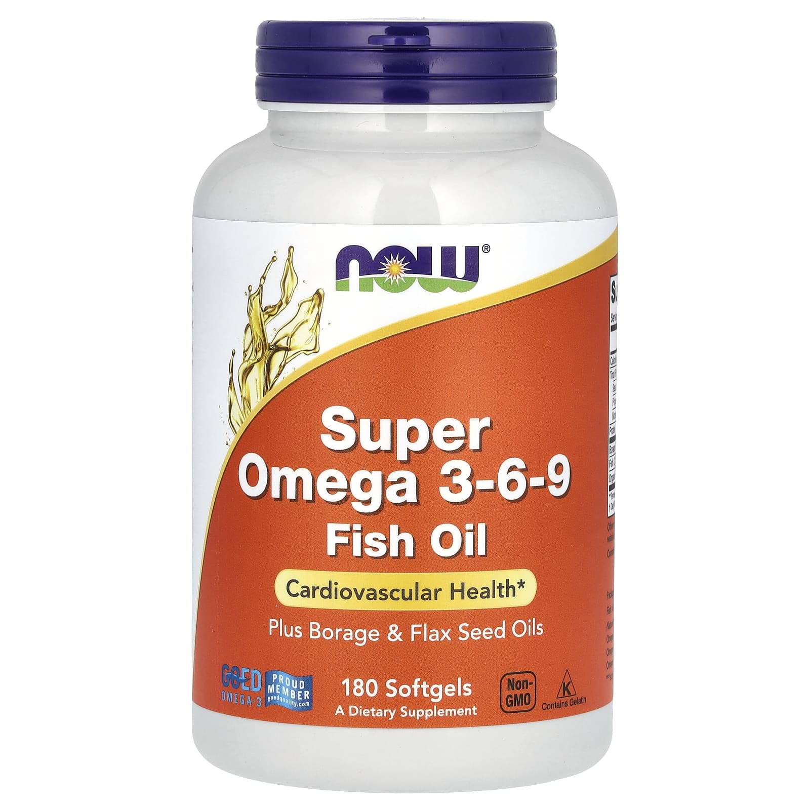 NOW Foods, Super Omega 3-6-9, 180 Softgels - Image 1