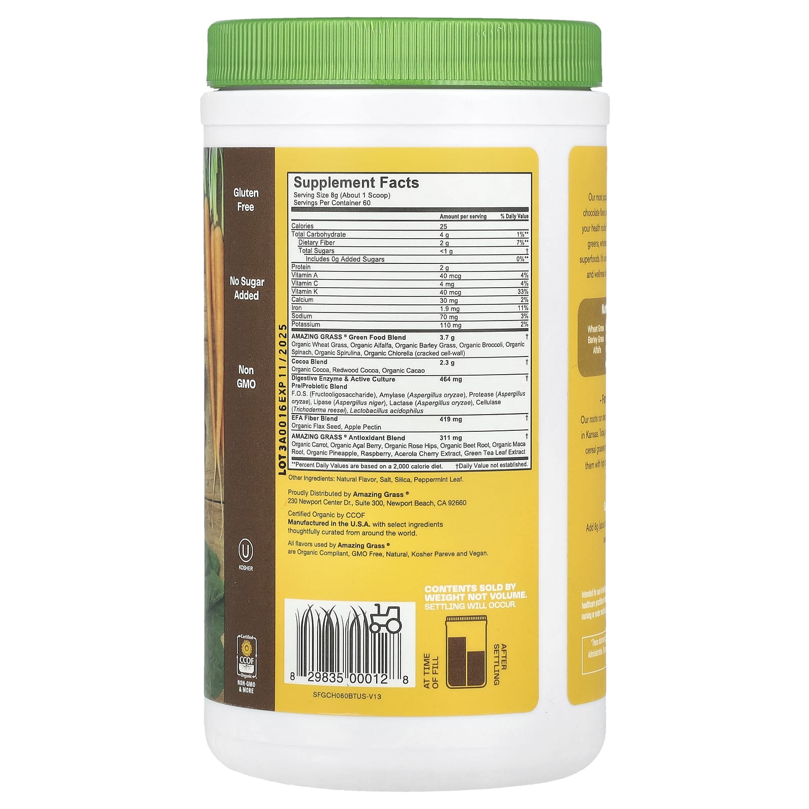 Amazing Grass Greens Blend Superfood Powder, Chocolate Flavor, 1.06 oz - Image 2