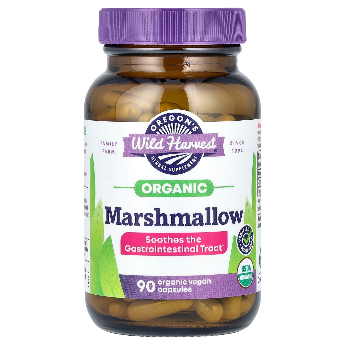 Oregon's Wild Harvest, Organic Marshmallow, 90 Organic Vegan Capsules (425 mg per Capsule) - Image 1