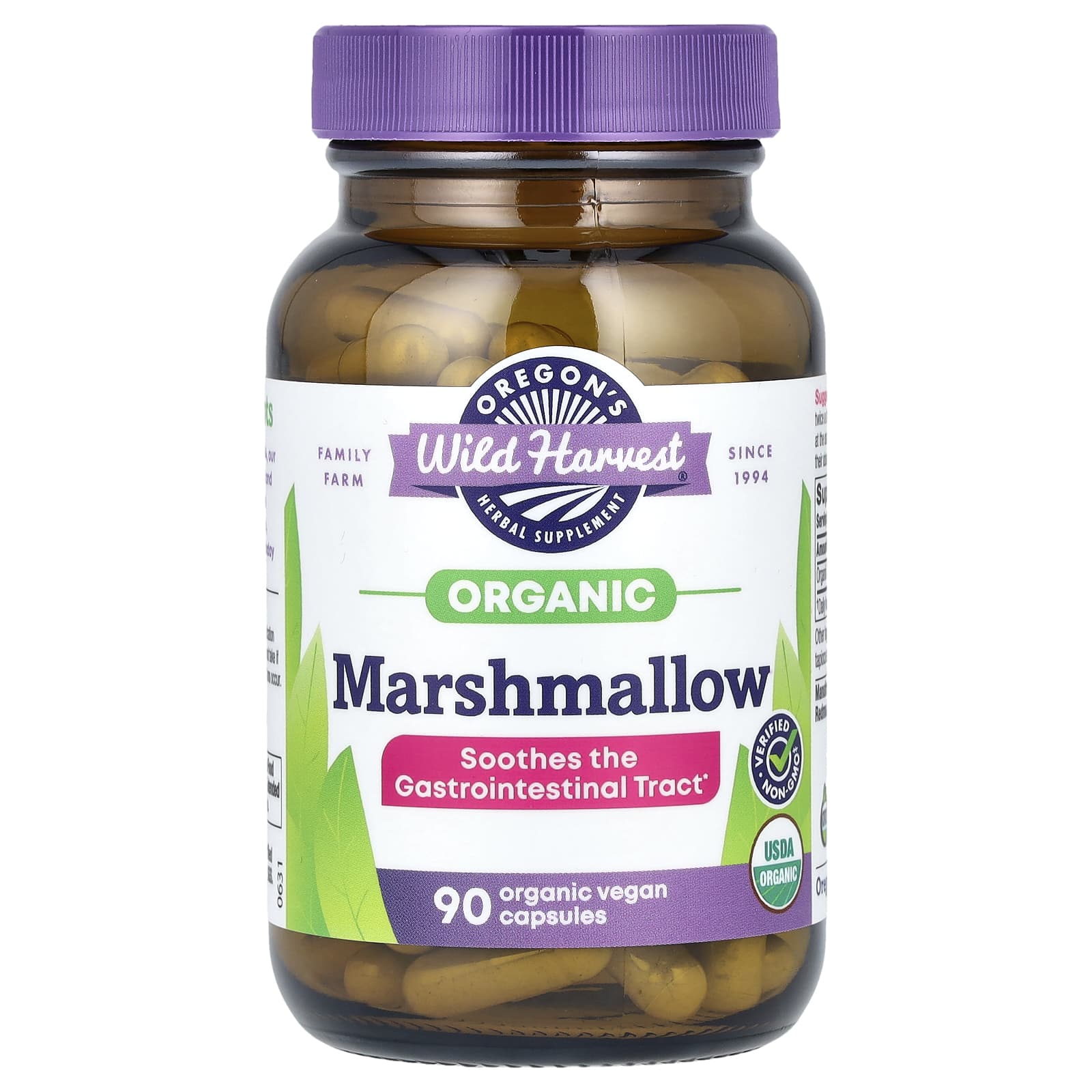 Oregon's Wild Harvest, Organic Marshmallow, 90 Organic Vegan Capsules (425 mg per Capsule) - Image 1