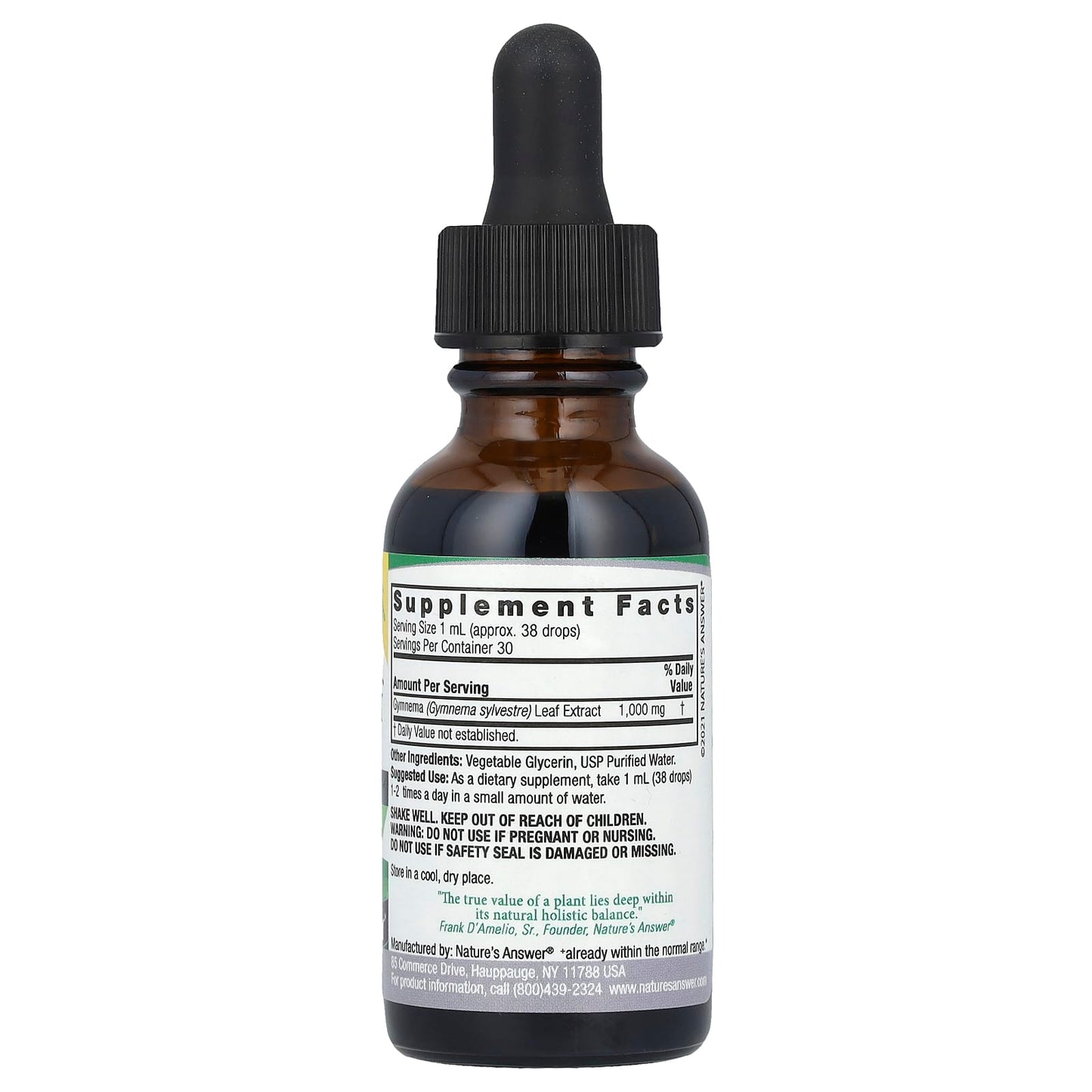 Nature's Answer, Gymnema Leaf Extract, Alcohol-Free, 1,000 mg , 1 fl oz (30 ml) - Image 2