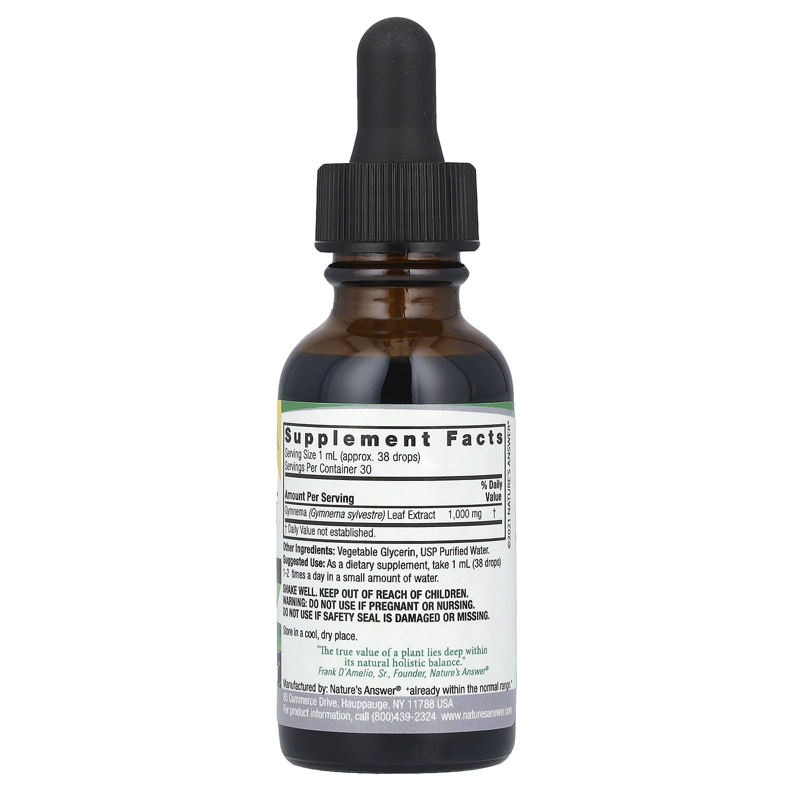 Nature's Answer, Gymnema Leaf Extract, Alcohol-Free, 1,000 mg , 1 fl oz (30 ml) - Image 2