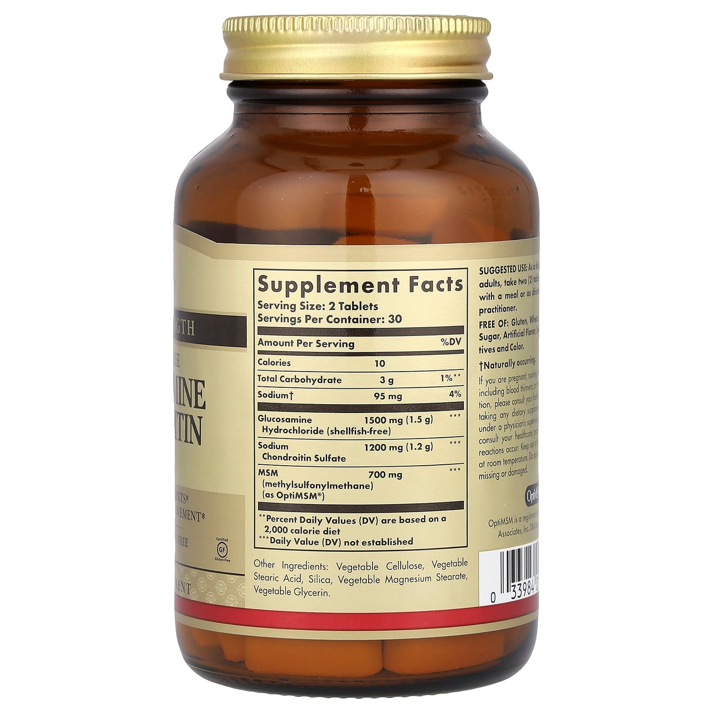 Solgar, Glucosamine Chondroitin MSM, Triple Strength, 60 Tablets - Image 2