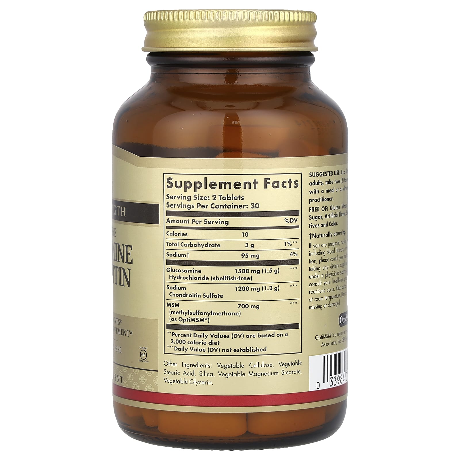 Solgar, Glucosamine Chondroitin MSM, Triple Strength, 60 Tablets - Image 2