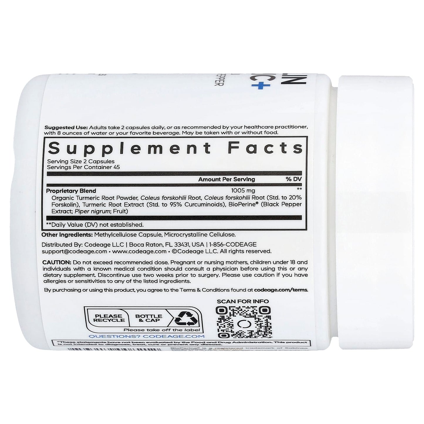Codeage Forskolin Turmeric+ | Boost Metabolism & Anti-Inflammatory - Image 2