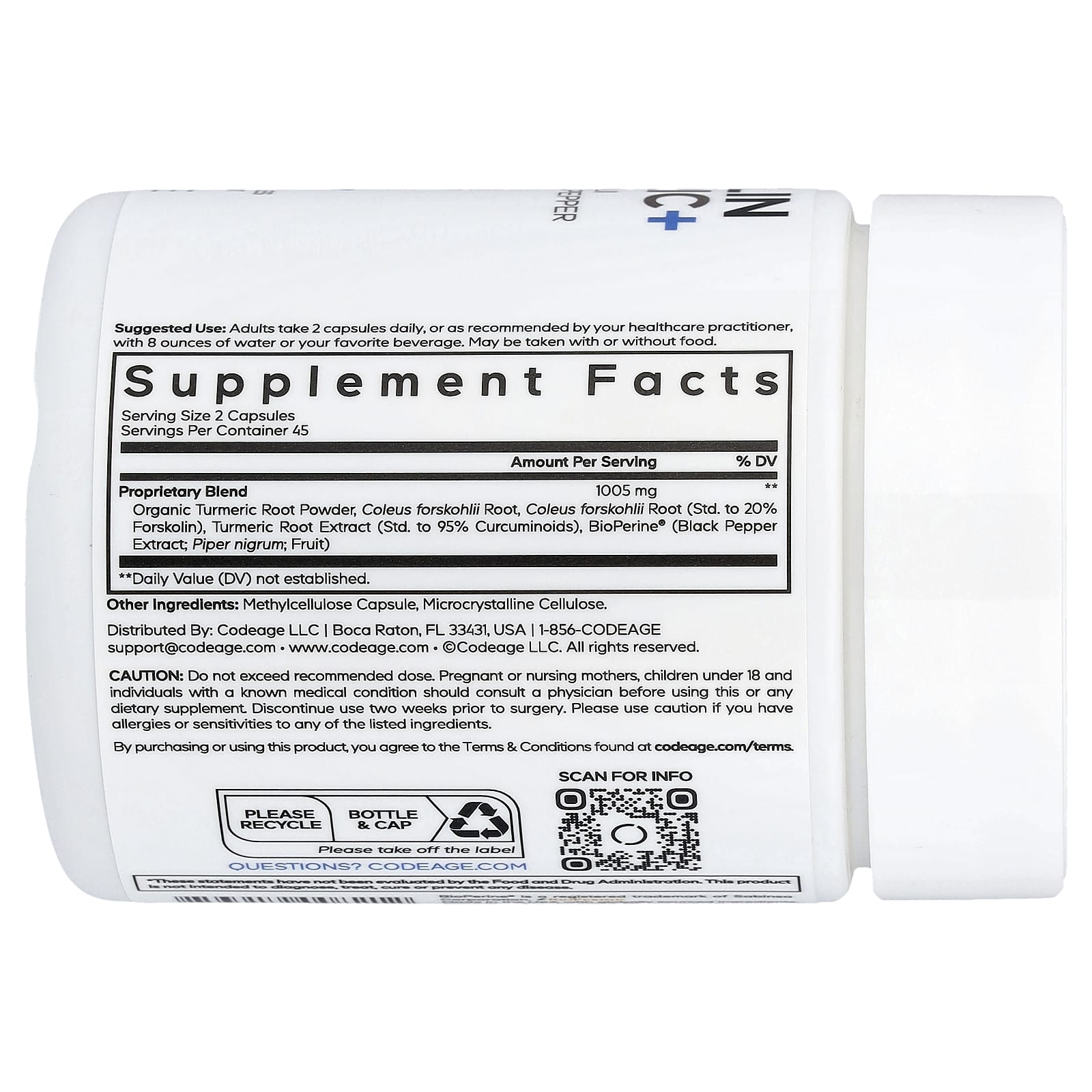 Codeage Forskolin Turmeric+ | Boost Metabolism & Anti-Inflammatory - Image 2