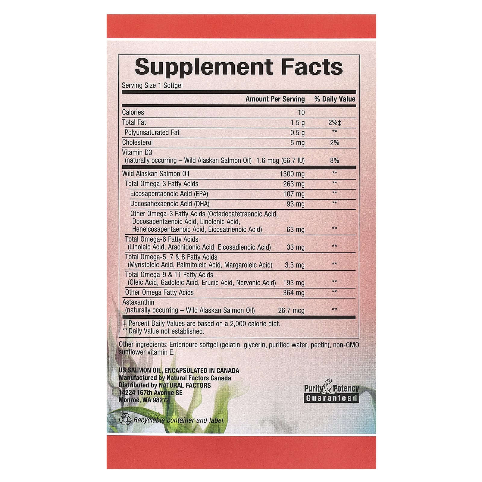 Natural Factors, Complete Omega, 100% Wild Alaskan Salmon Oil, 1,300 mg, 90 Enteripure™ Softgels