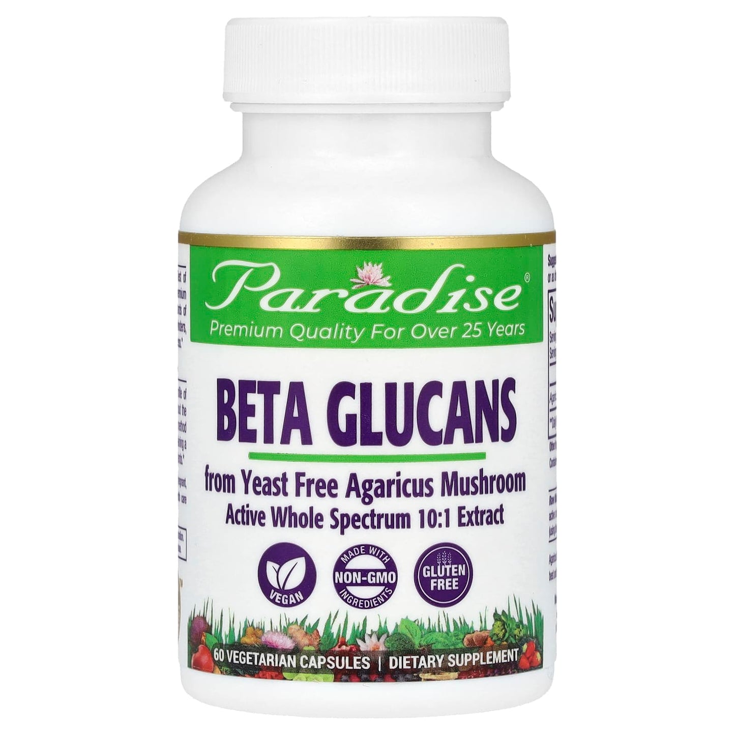 Paradise Herbs, Beta Glucans, 60 Vegetarian Capsules (250 mg per Capsule) - Image 1