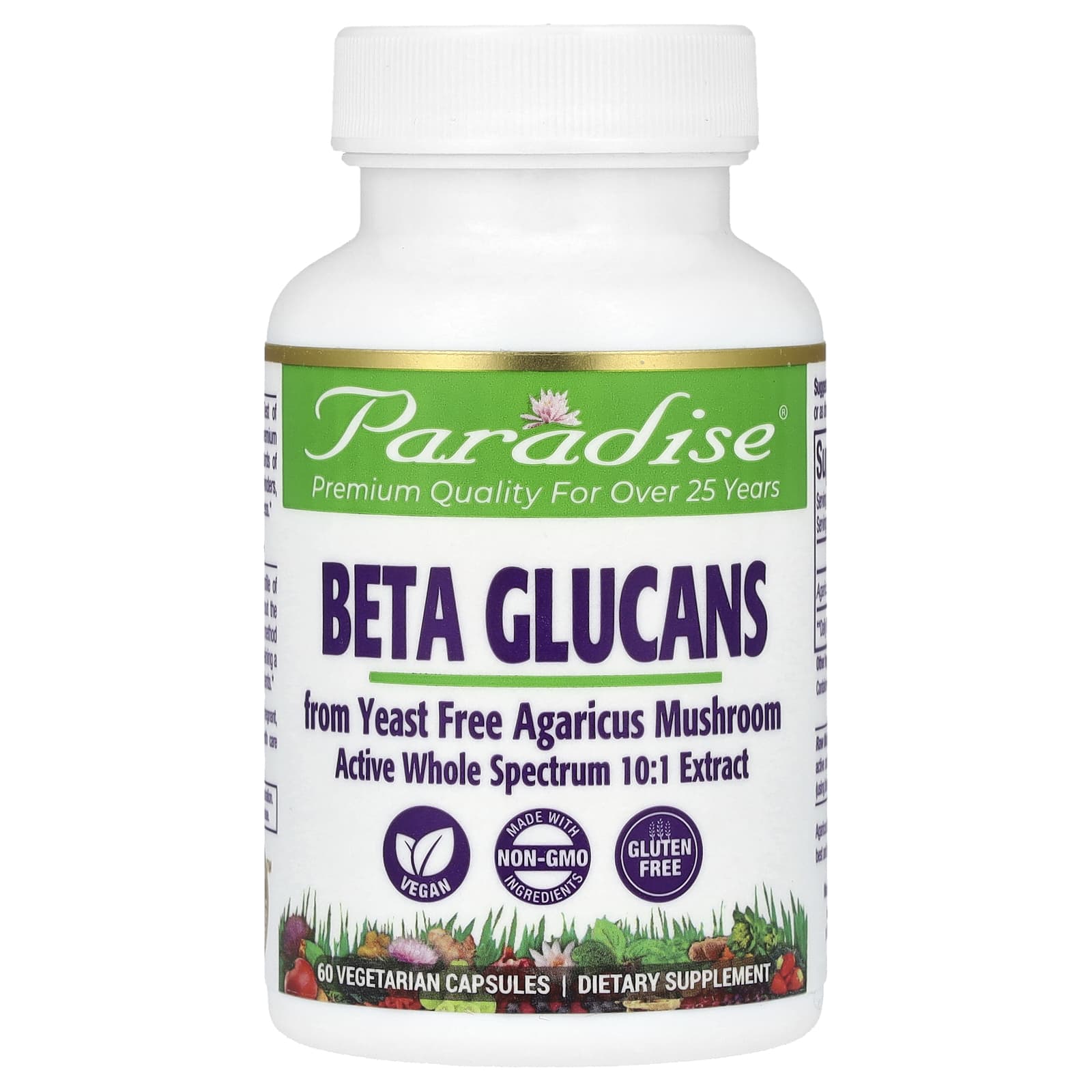Paradise Herbs, Beta Glucans, 60 Vegetarian Capsules (250 mg per Capsule) - Image 1