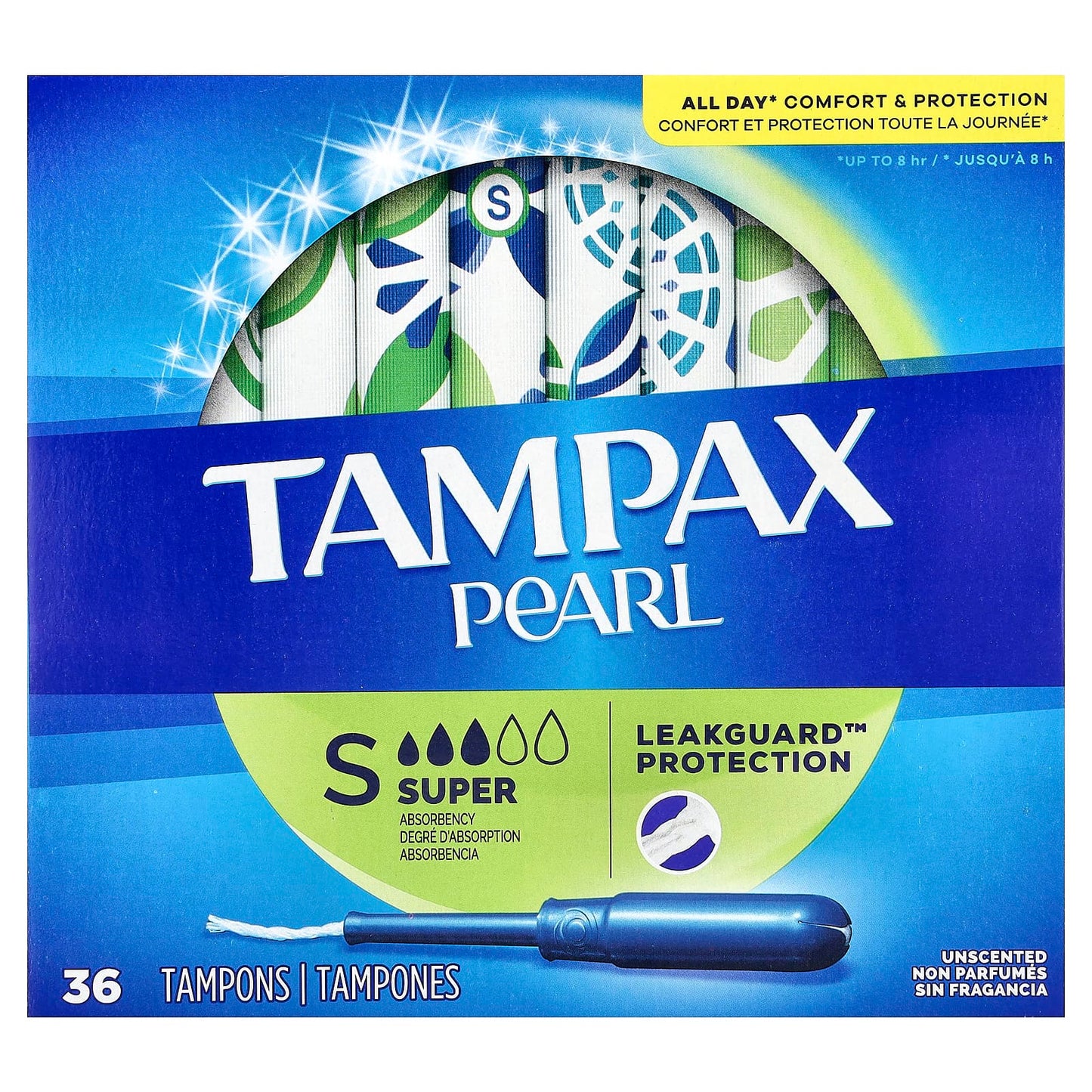 Tampax, Pearl, Super, Unscented, 36 Tampons - Image 1