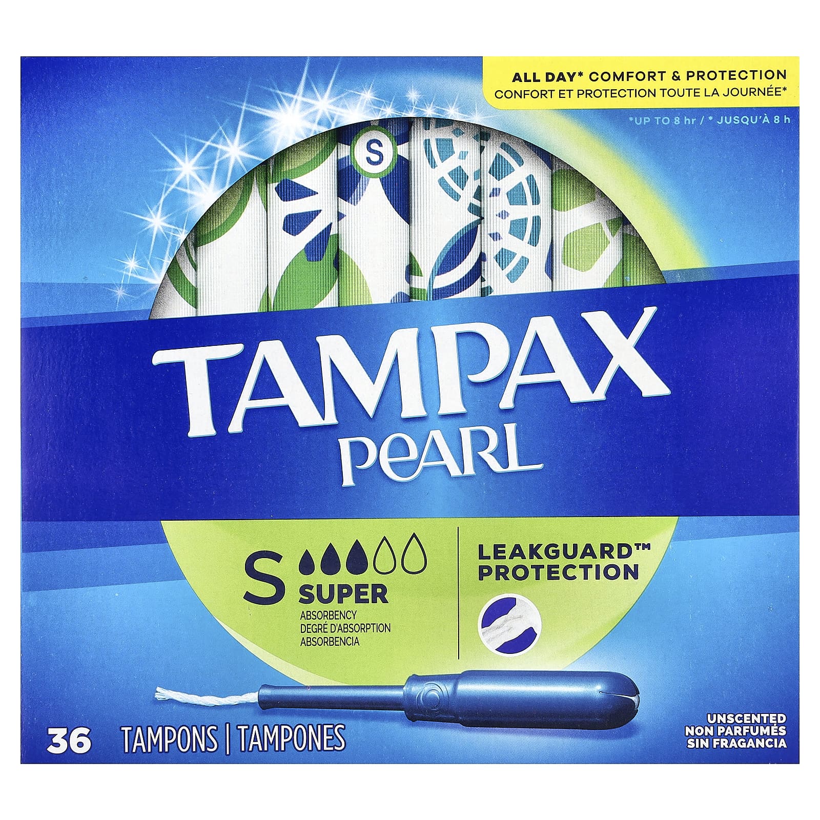 Tampax, Pearl, Super, Unscented, 36 Tampons - Image 1