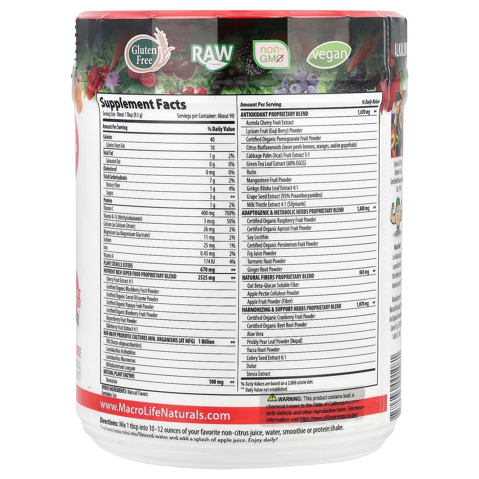 Macrolife Naturals, Miracle Reds®, Superfood, Goji, Pomegranate, Acai, Mangosteen, 30 oz (850 g) - Image 2