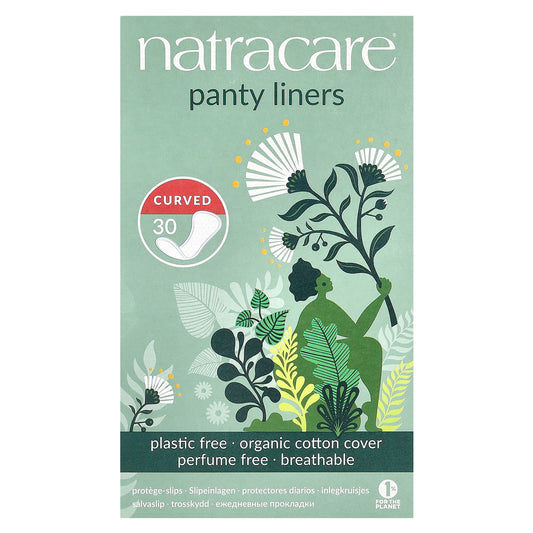 Natracare, Panty Liners, Organic Cotton Cover, Curved, 30 Liners - Image 1