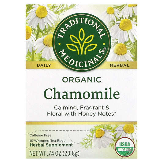 Traditional Medicinals, Organic Chamomile, Caffeine Free, 16 Wrapped Tea Bags, 0.74 oz (20.8 g) - Image 1