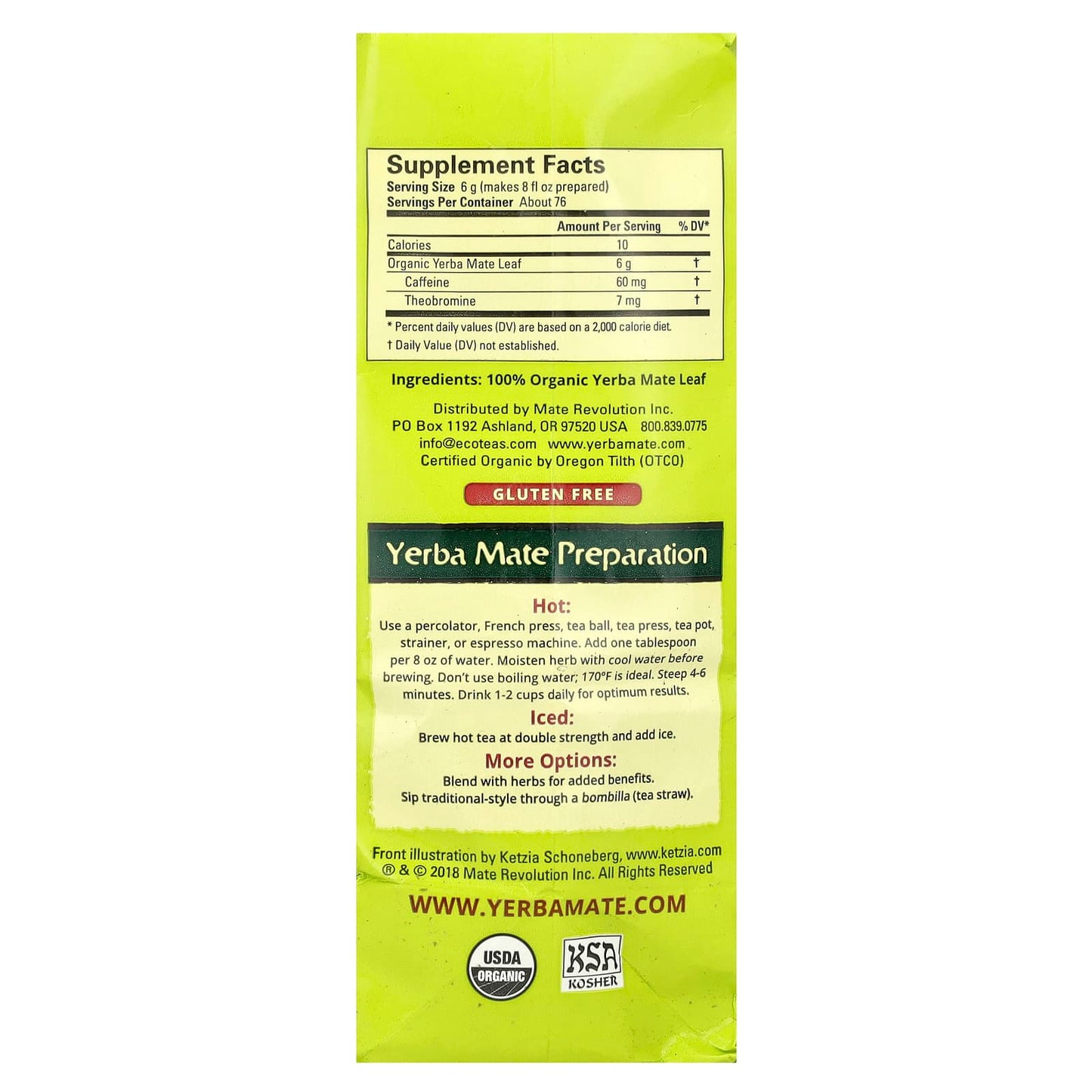 EcoTeas Yerba Mate Tea, 100% Organic, USDA Certified, 16 oz (454g) - Image 2