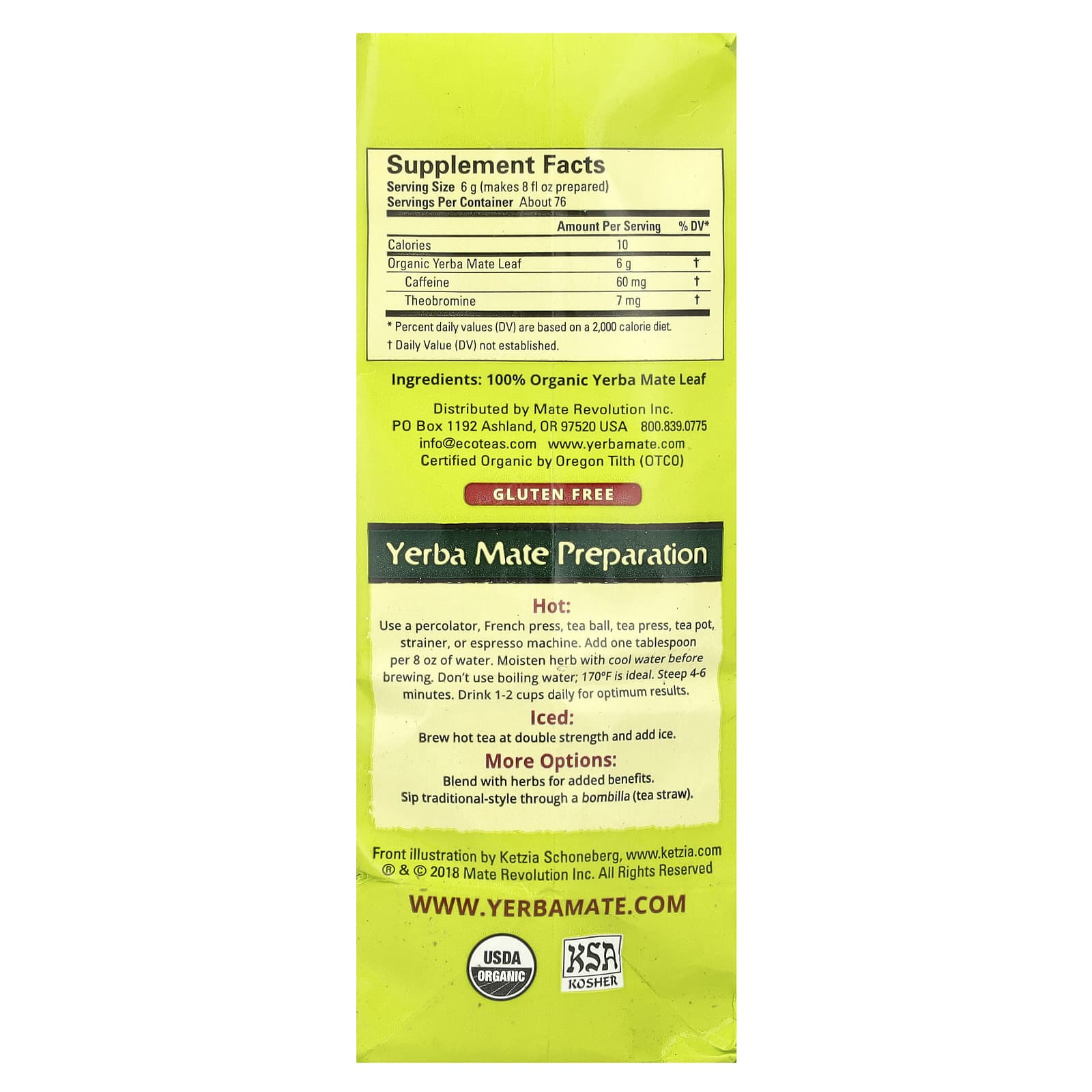 EcoTeas Yerba Mate Tea, 100% Organic, USDA Certified, 16 oz (454g) - Image 2